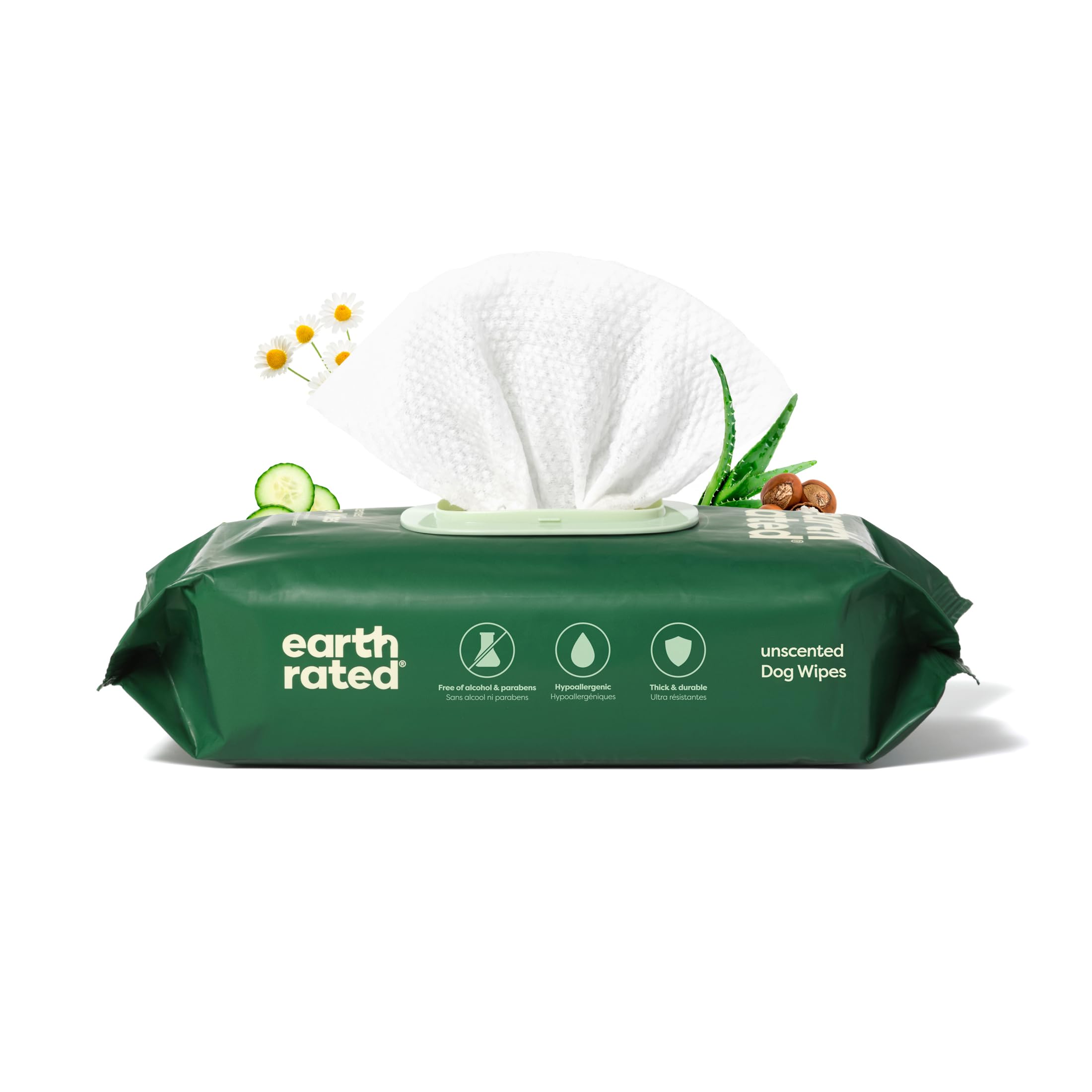 Earth Rated Hypoallergenic Grooming Wipes for Dogs - Unscented | 100 Count | 98% Biobased