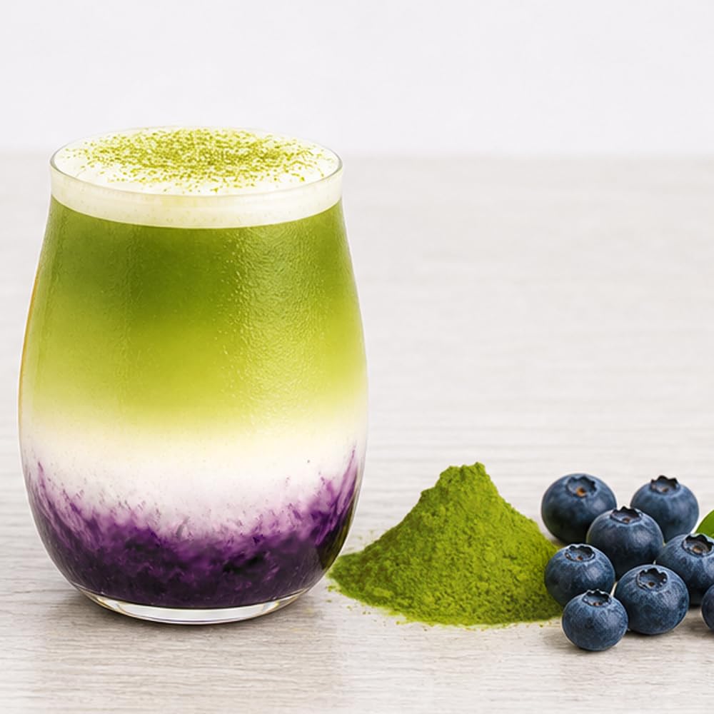 The TeaShed Blueberry Matcha Kit - Makes 10 Lattes | 150g Pack 4