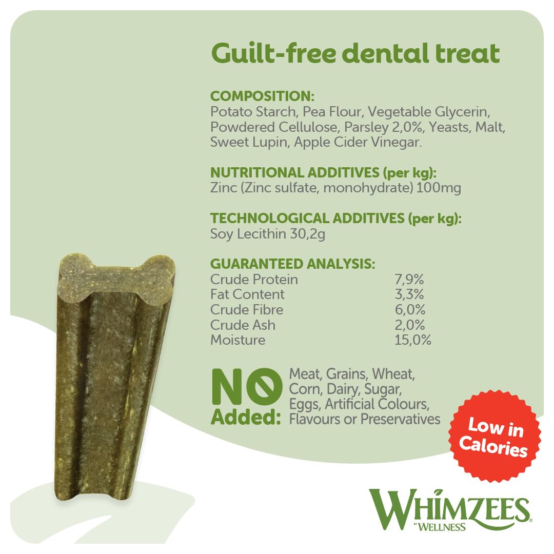 WHIMZEES Softer Dog Dental Stix - Size S, 28 Count | 35% Softer Chews for Seniors | Parsley Flavored 4