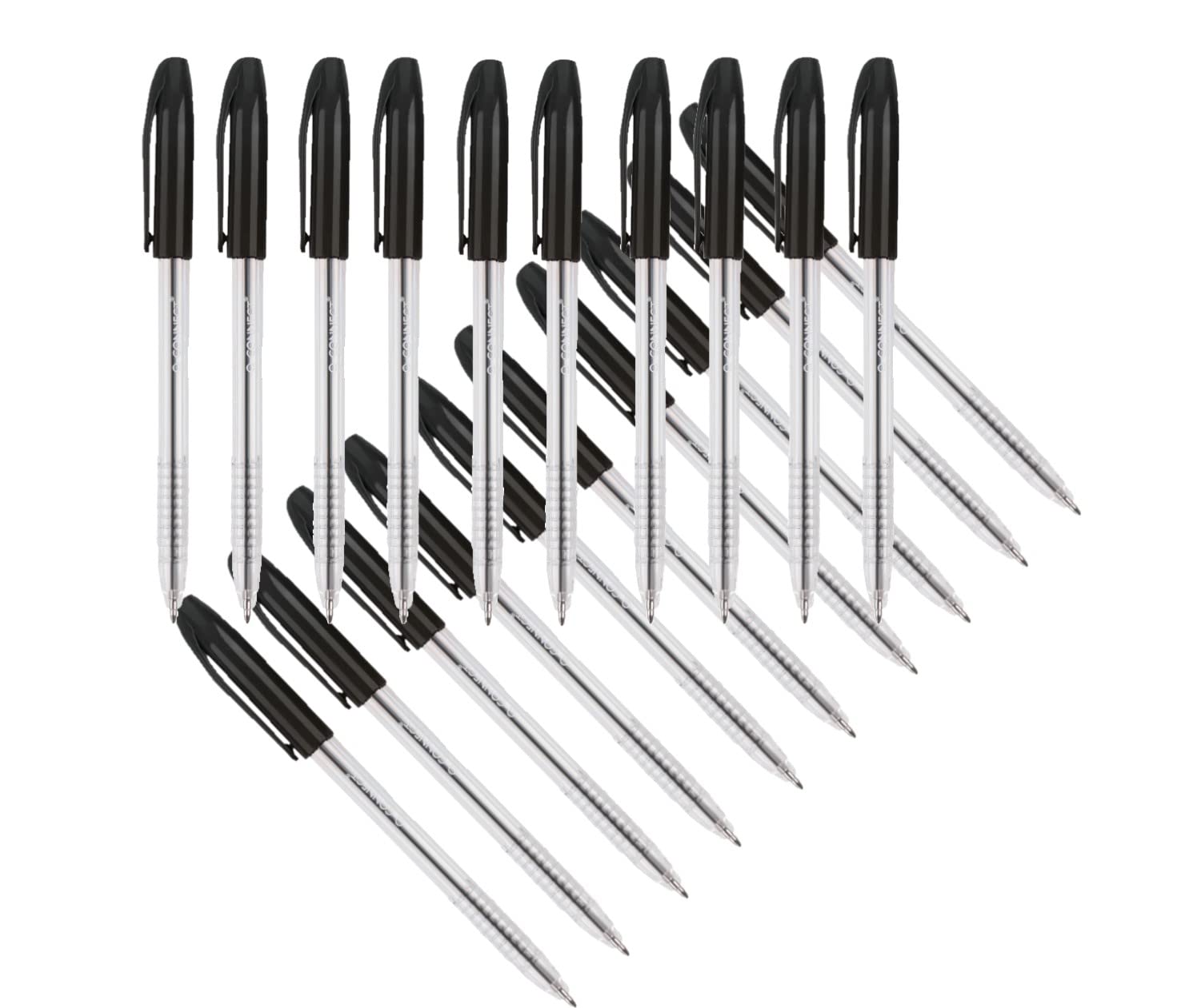 Q-Connect Stick Grip Ballpoint Pen - Medium 0.5mm Black Ink | Pack of 20