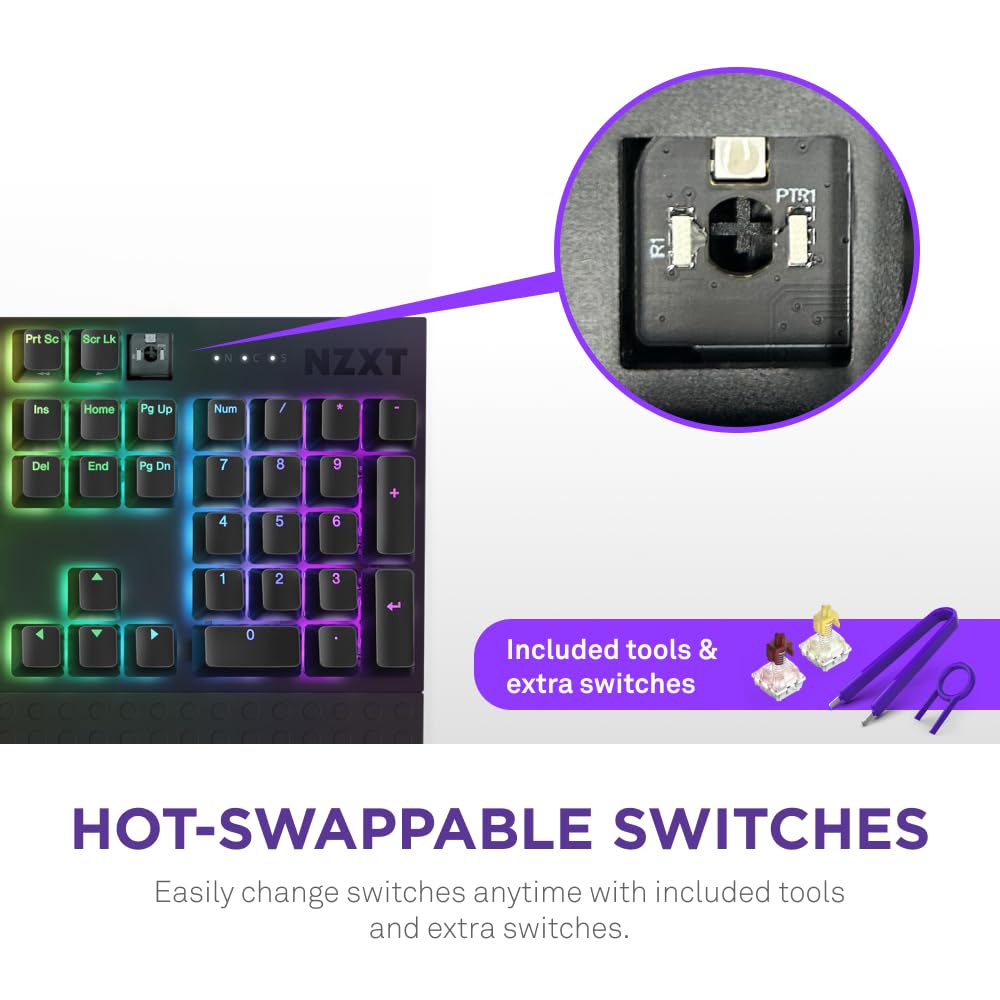 NZXT Function 2-2024 Full-Size Optical Gaming Keyboard | RGB Illuminated | Black 7