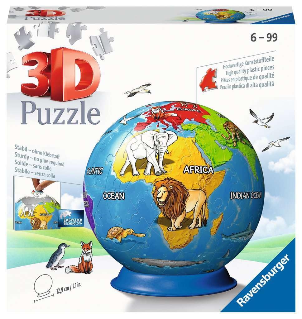 Ravensburger Children's Globe 3D Puzzle - 72 Pieces | Ages 6+ | 13cm Diameter