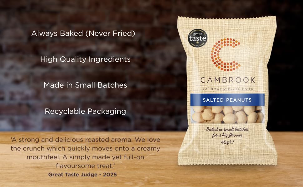Cambrook Baked & Salted Peanuts - 45g Bag | Gluten Free | Suitable for Vegans