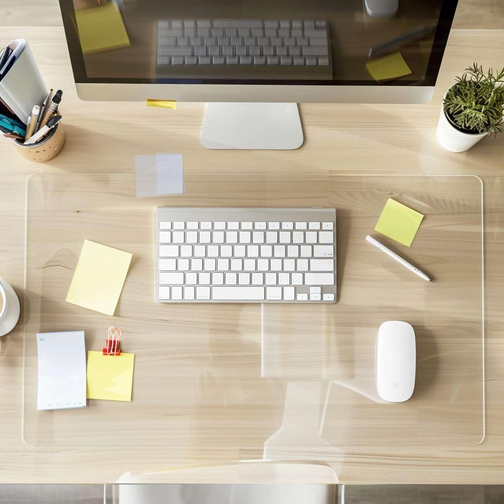 Nicoman PVC Clear Desk Mat - 60x30 cm | 2mm Thick | Non-Slip | Water & Oil Resistant