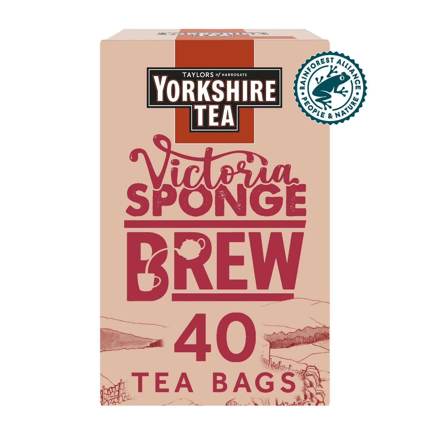 Yorkshire Tea Victoria Sponge Cake Flavoured Tea Bags - 160 Bags (4 Boxes of 40) | Black Tea