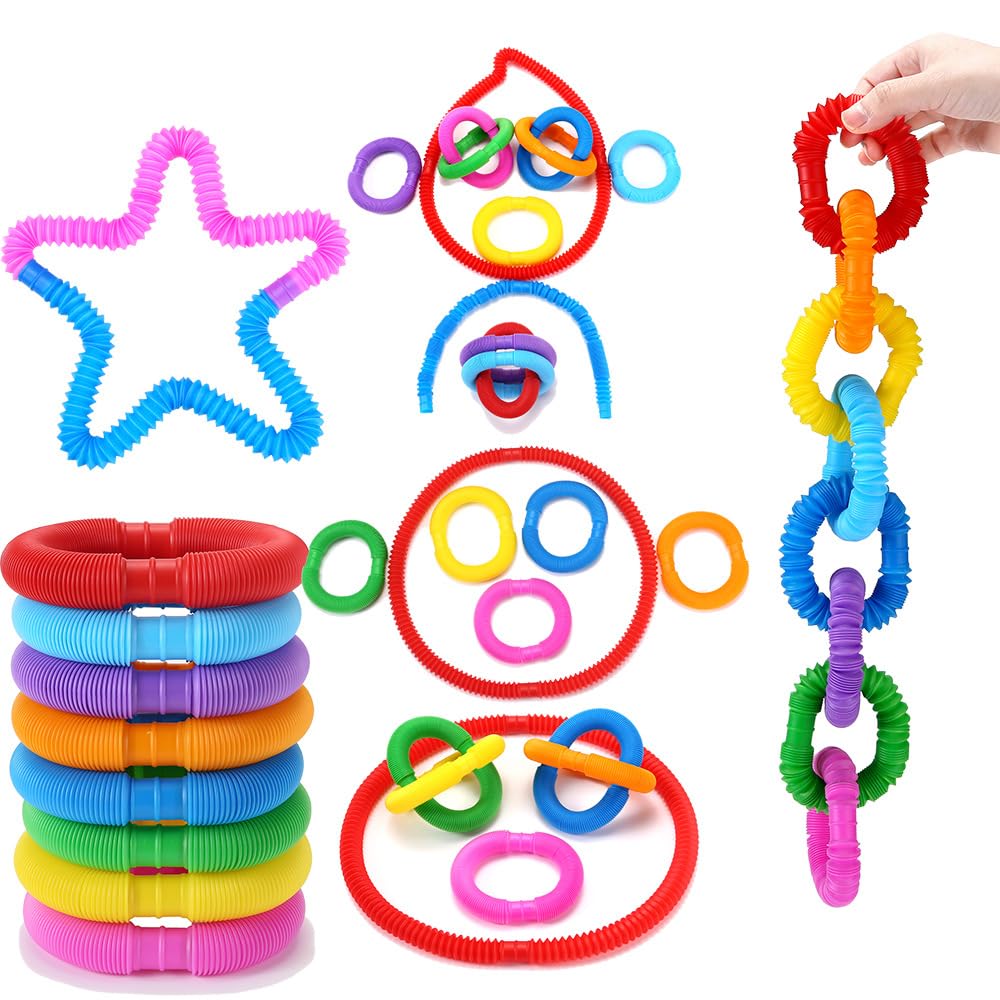 RAM ONLINE Pop Tube Sensory Toy - 20 Pack Colourful Fidget Tubes for Kids Ages 3+