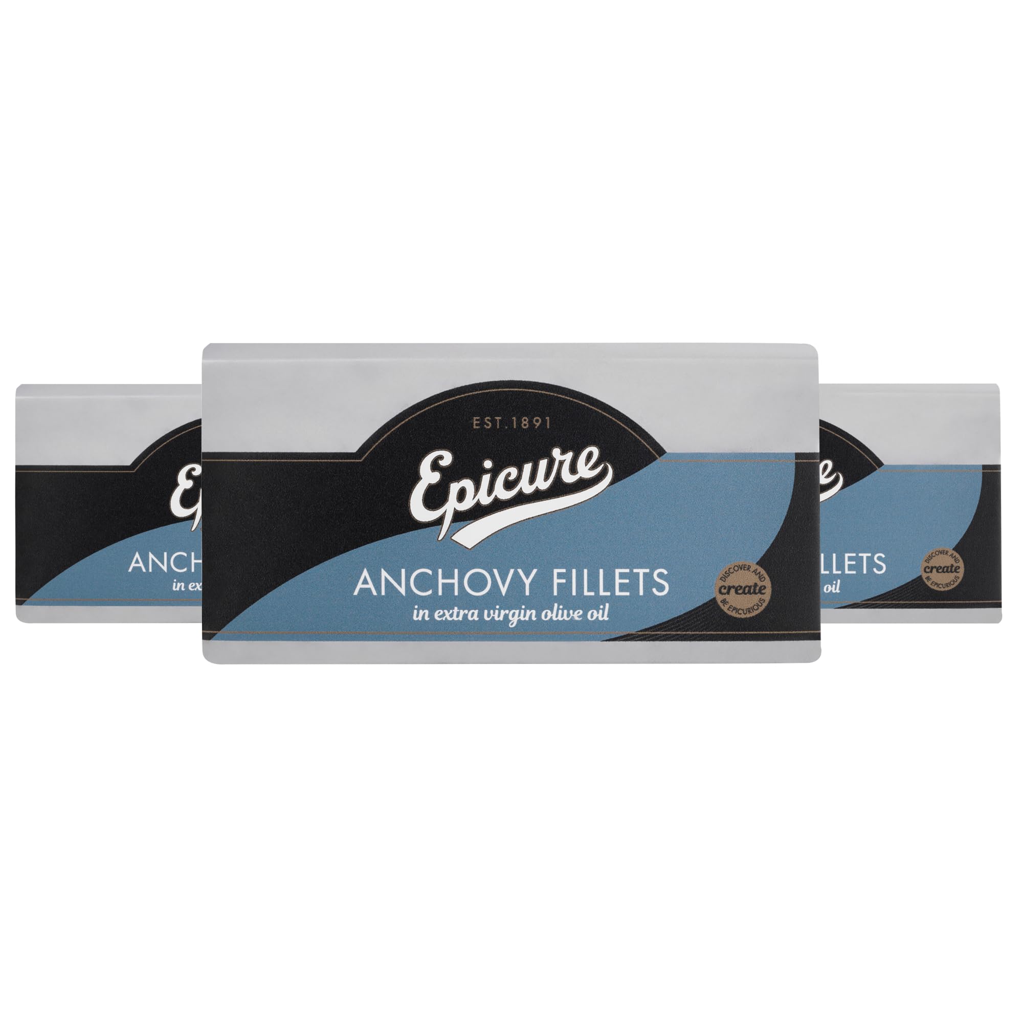 Epicure Mediterranean Anchovy Fillets in Extra Virgin Olive Oil | 50g Tin | Pack of 12