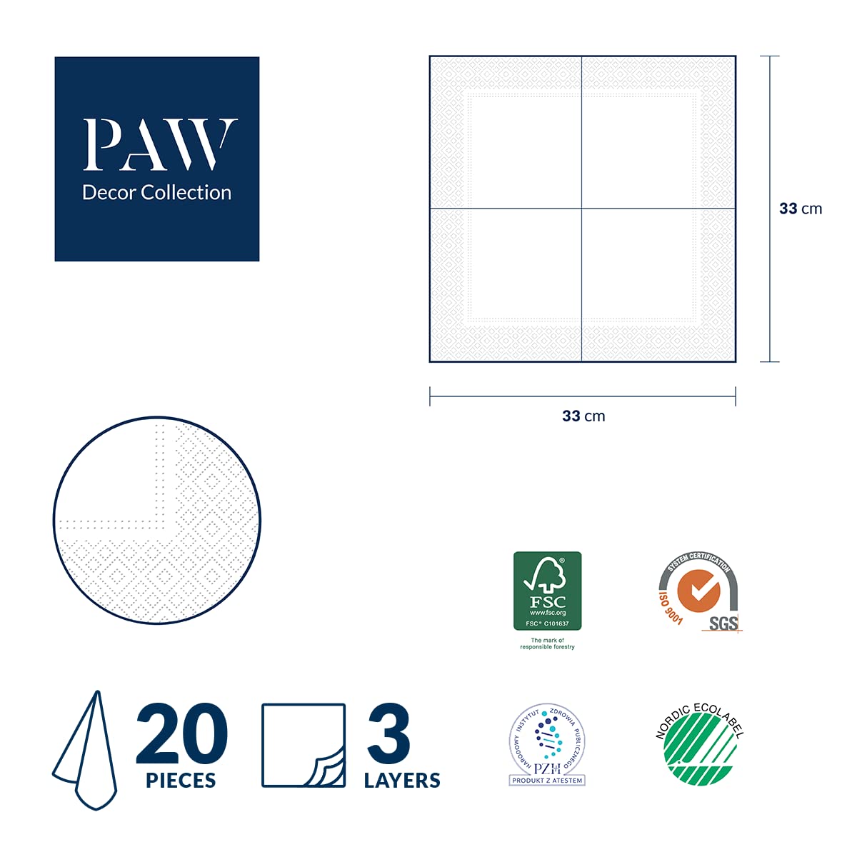 PAW Decor Collection 3-Ply Napkins - Flower With Dragonfly Design | 33 x 33 cm | 20 Count 6