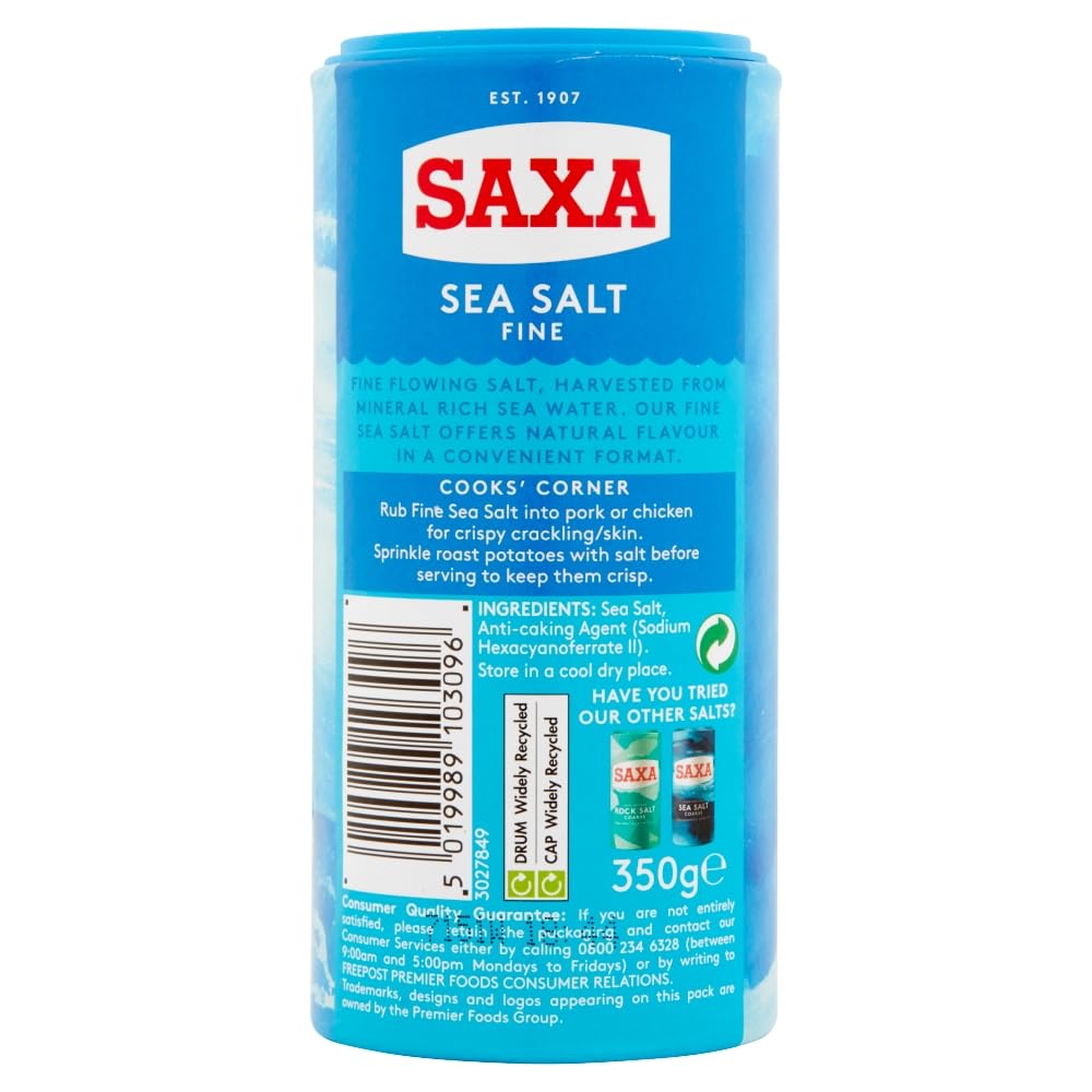 Saxa Fine Sea Salt - Premium Seasoning | Fine Texture | 350 g Drum 3