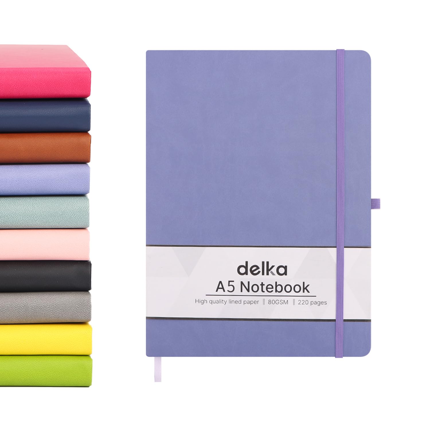 delka A5 Notebook - 220 Pages Ruled Journal with Vegan Leather Soft Cover | Purple