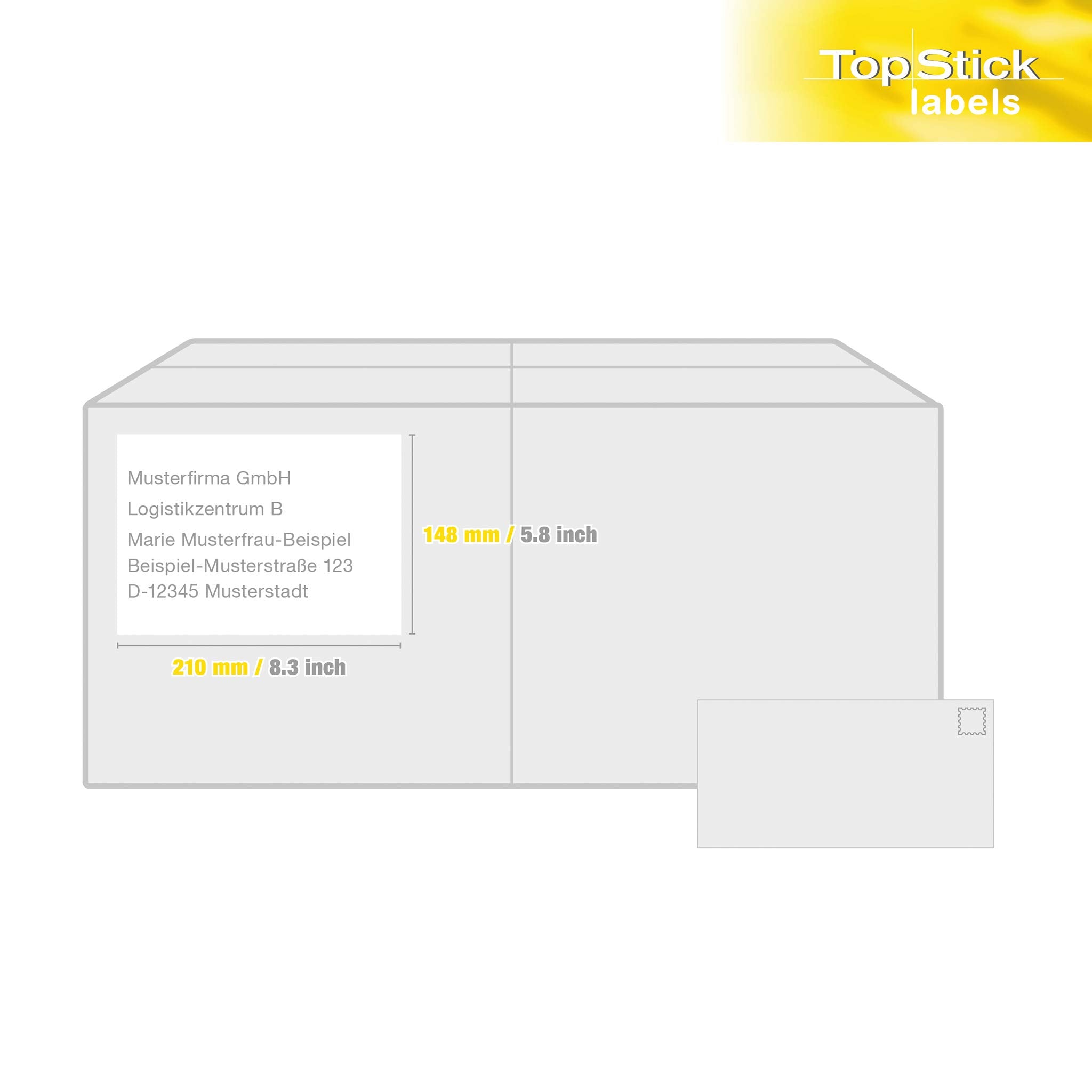 TopStick Self Adhesive Multipurpose Labels - 2 Labels per A4 Sheet, 200 Labels Total, 210 x 148 mm | White 5
