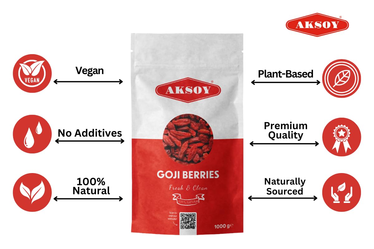 AKSOY Goji Berries - Raw Sun-Dried Wolfberries | 1000g | Natural & Vegan 3