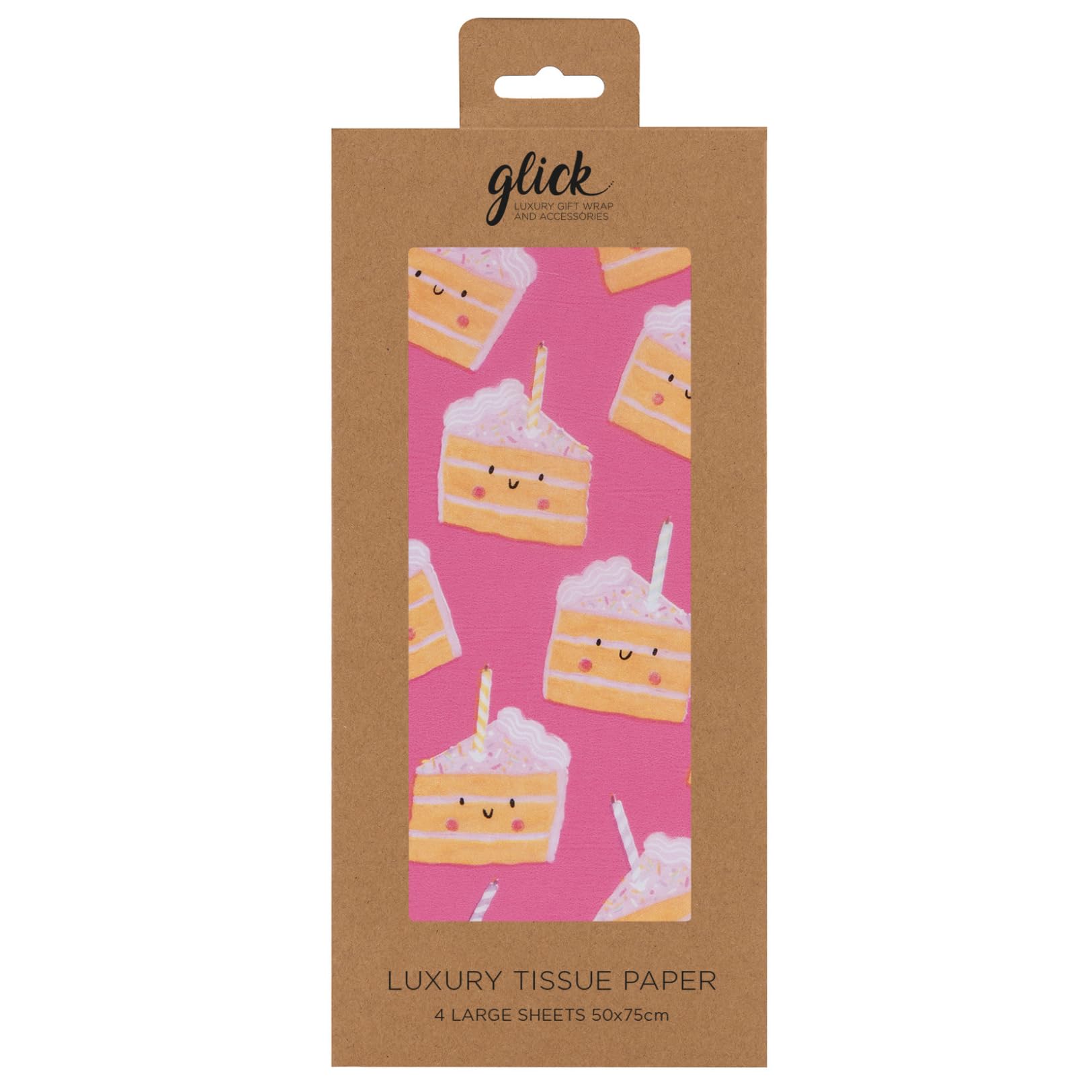 Glick Cakey Pink Tissue Paper - 4 Sheets | 75 x 50cm Each | Recyclable