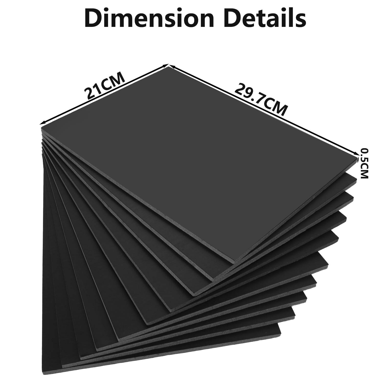 ASelected Foam Boards - 10 Pack A4 Black Polystyrene Sheets | 5mm Thick | High Density