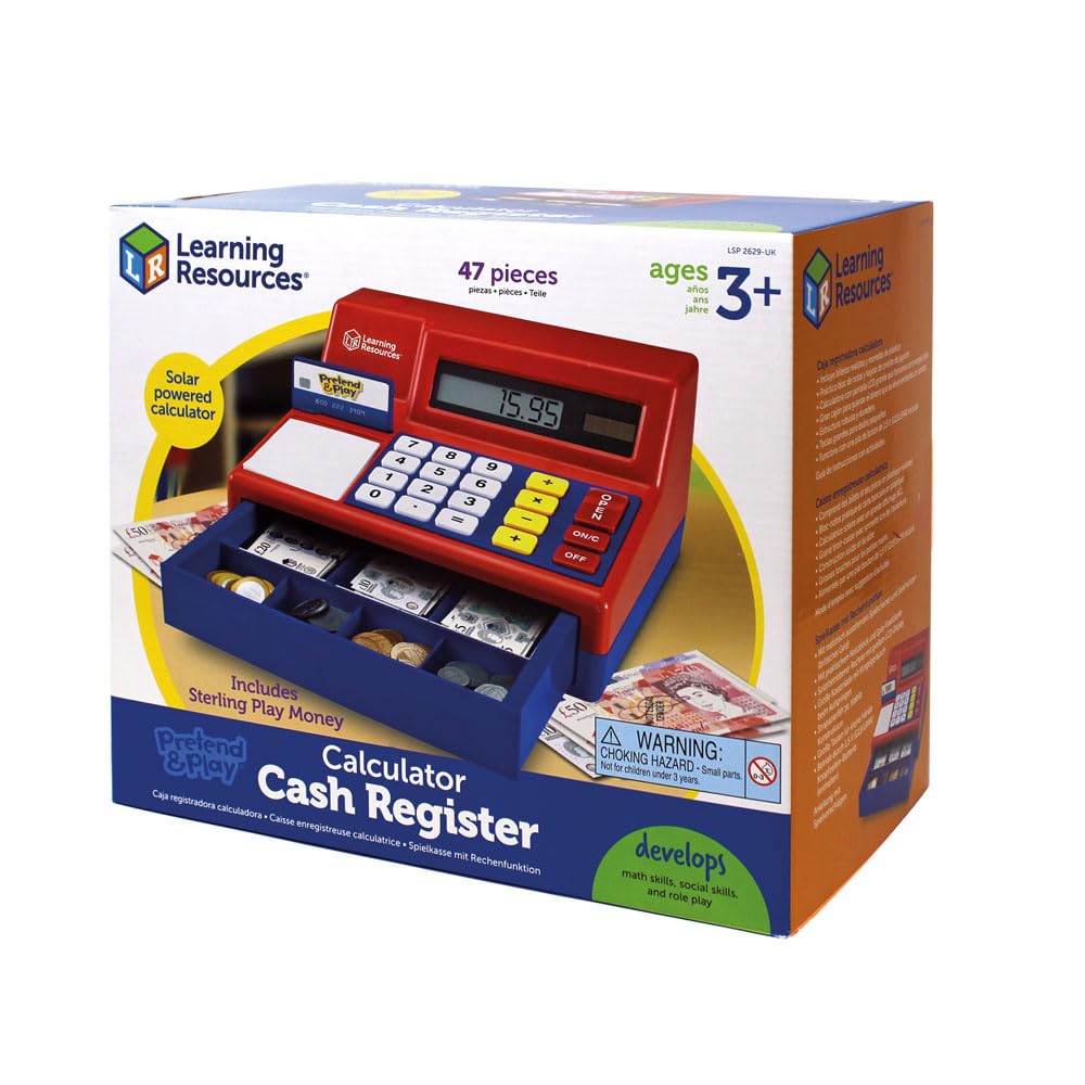Learning Resources Pretend & Play Calculator Cash Register (UK Currency) | Solar Powered 6