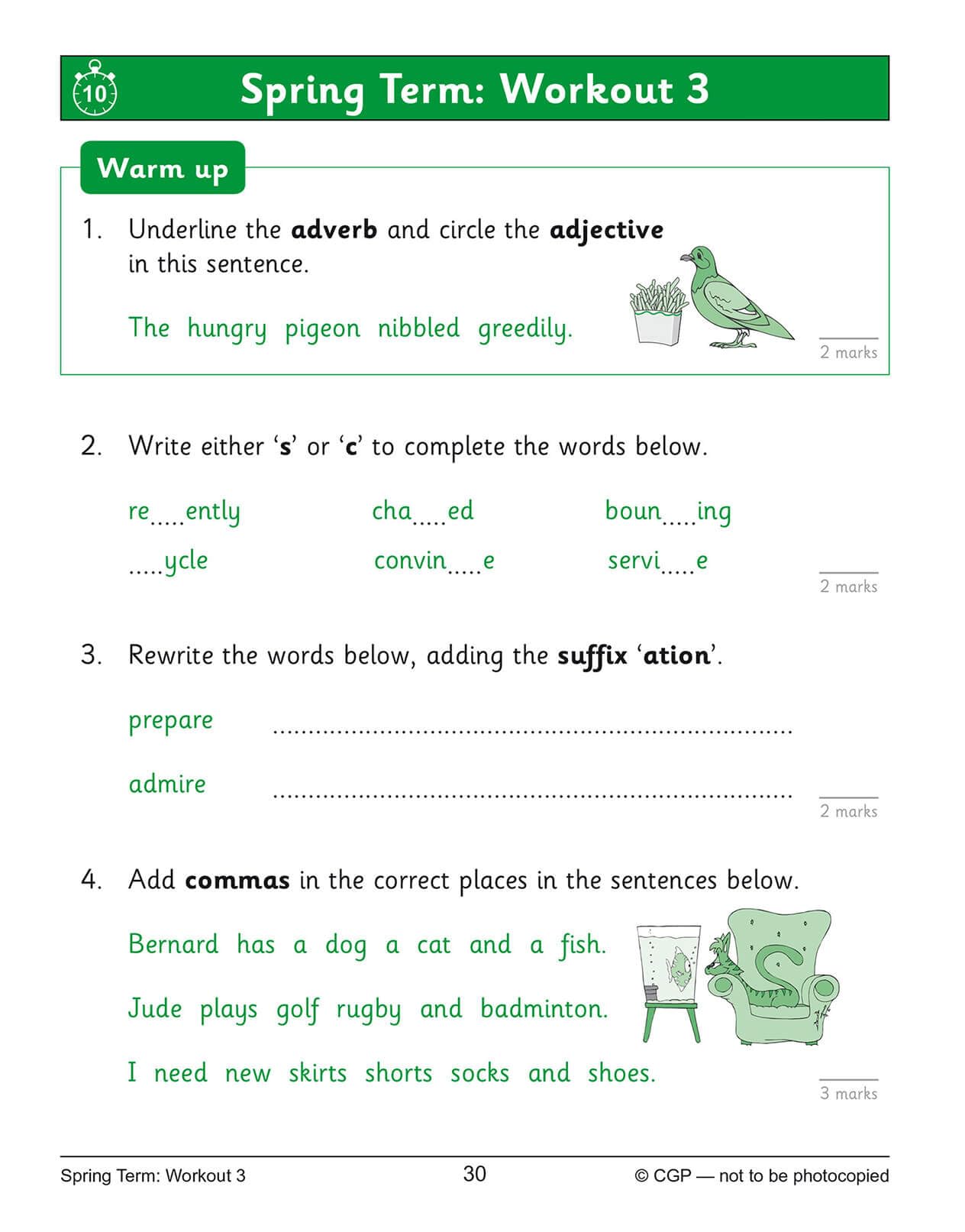 CGP KS2 English 10-Minute Weekly Workouts - Year 3 Study Aid | Paperback | English 4