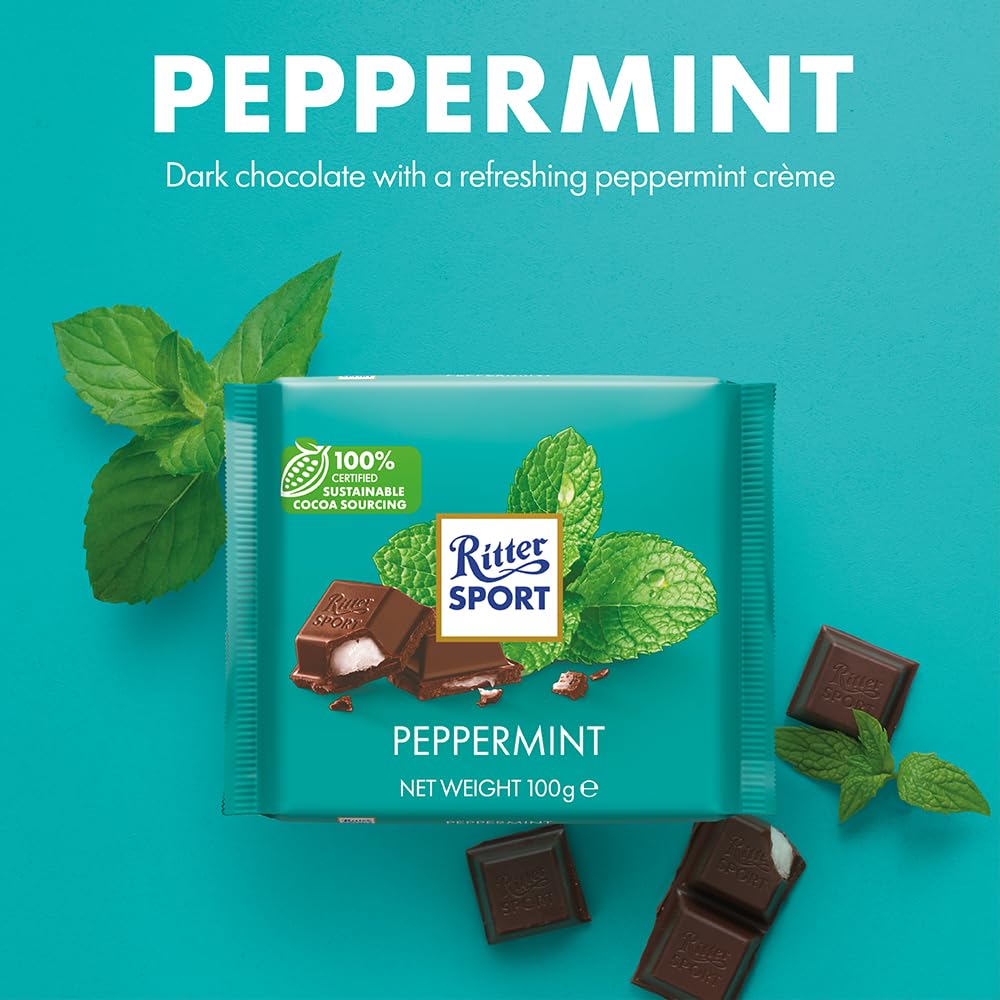 Ritter Sport Peppermint Dark Chocolate Bar - 100g 2