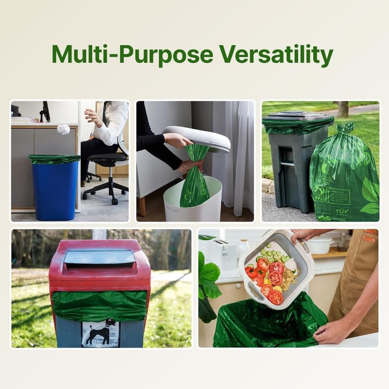 CareBee Biodegradable Kitchen Bin Bags - 50L Capacity, 30 Count | Compostable & Tear Resistant 6