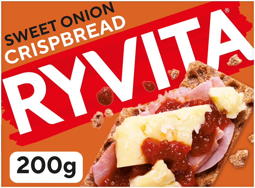 Ryvita Sweet Onion Crispbread - 8 Pack of 200g | High Fibre | Made in the UK