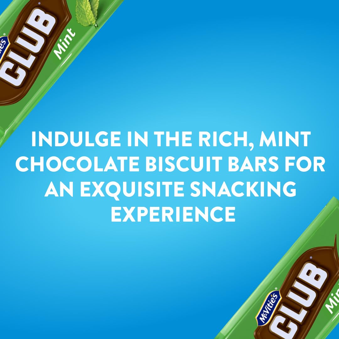McVitie's Club Mint Biscuit Bars - Mint Cream & Milk Chocolate Coating | 60 Pack of 22g Bars