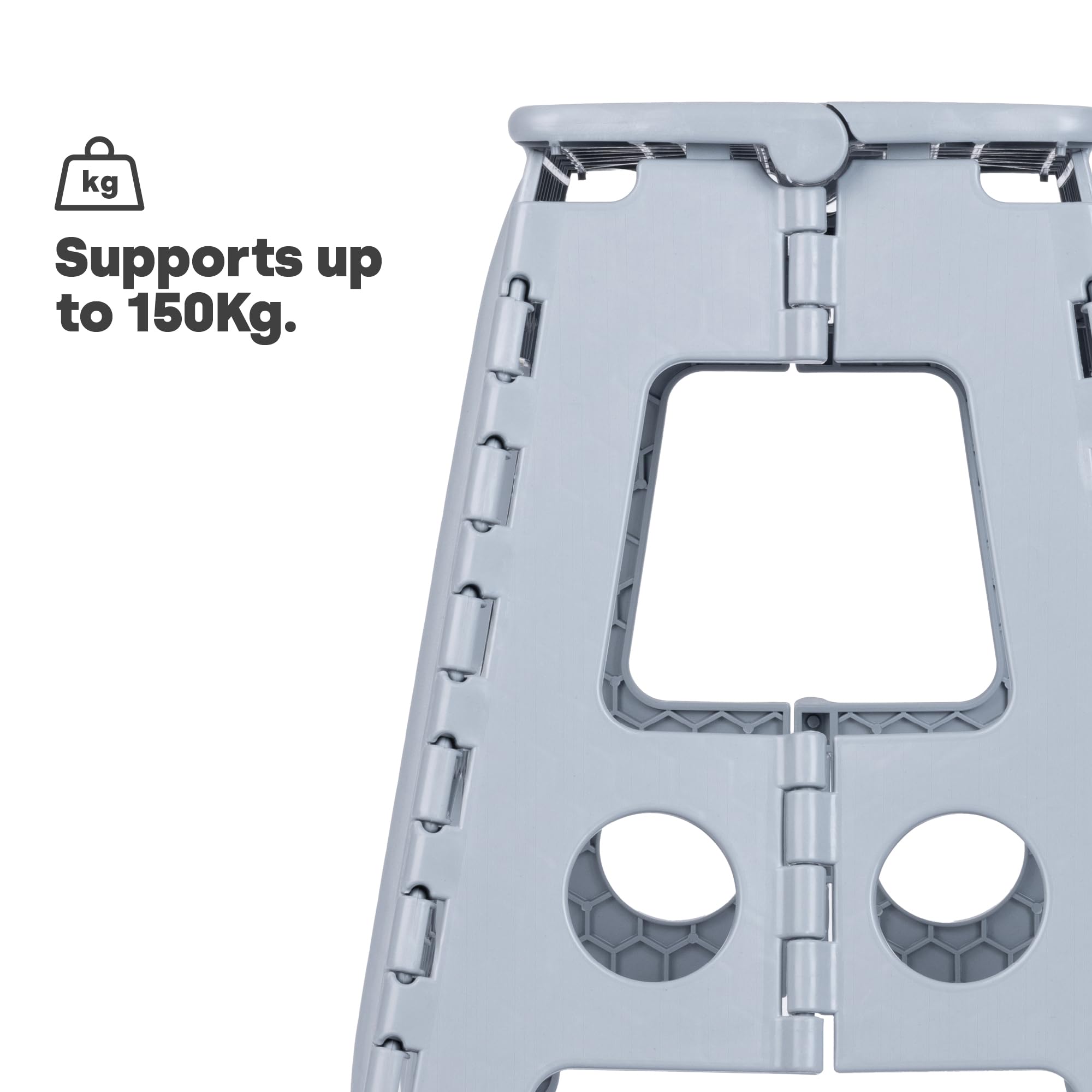 LIVIVO Folding Step Stool - Two Tier, 150kg Capacity, Grey Polypropylene | Model FS726 6