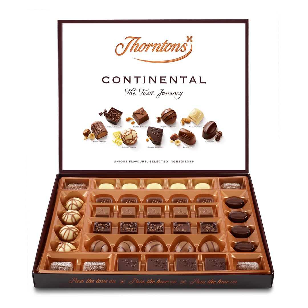 Thorntons Continental Milch-, Zartbitter- und weiße Schokoladen-Sortimentsbox, 454 g