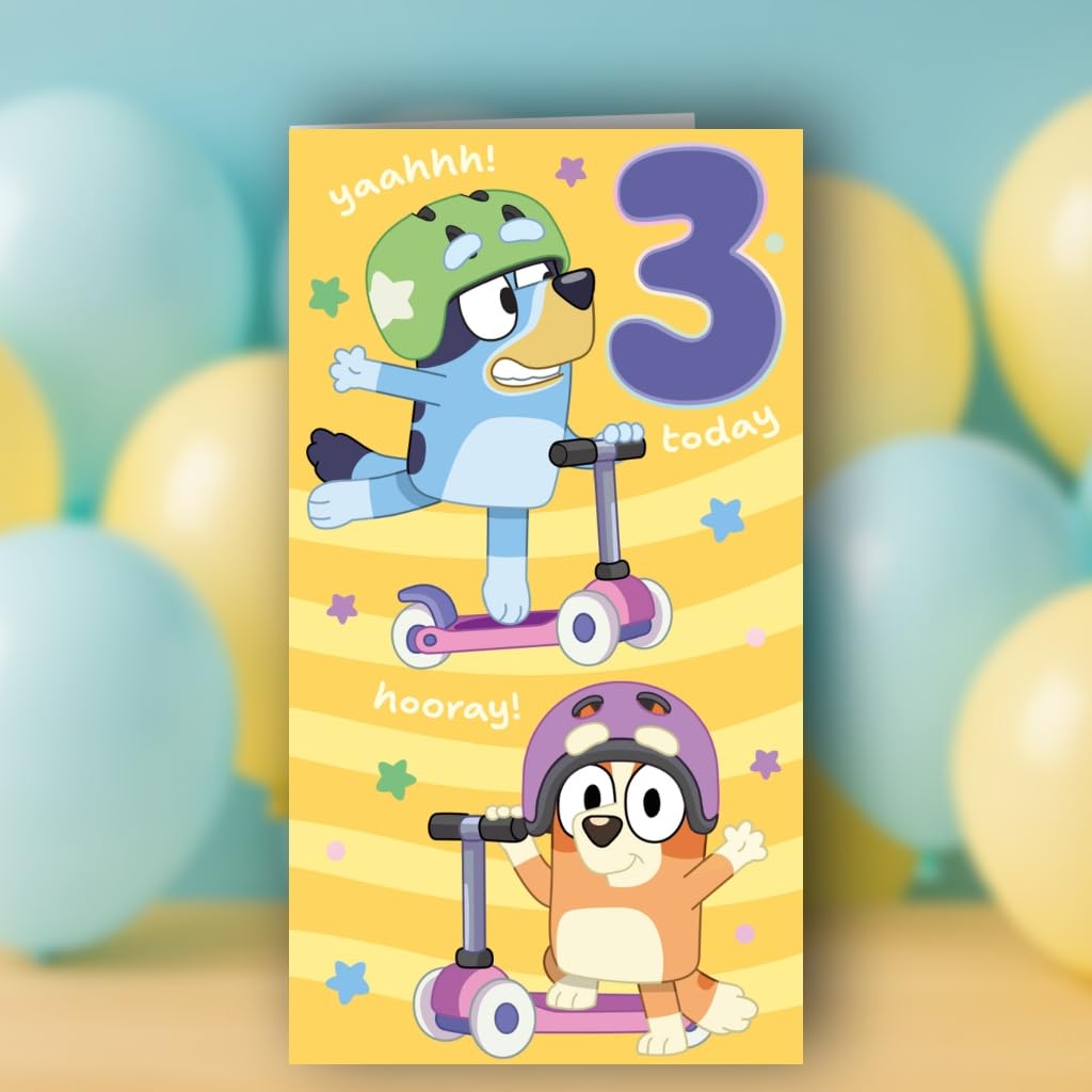 Danilo Promotions LTD Bluey Birthday Card - Age 3 | Official Licensed Design | Standard Size 3