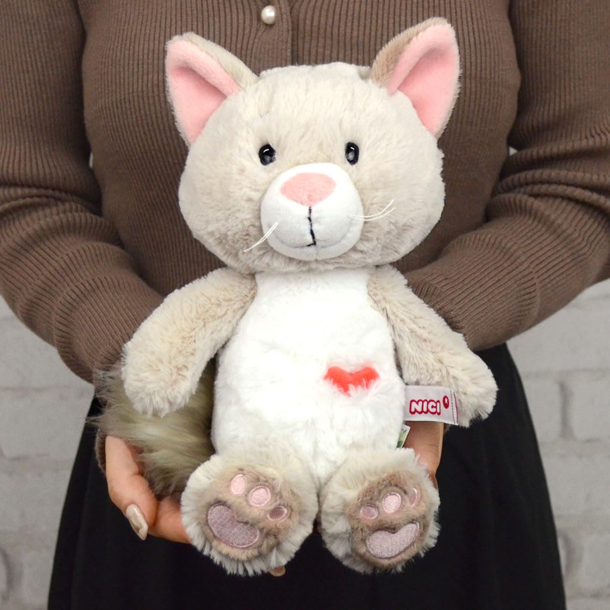 Nici Love Cat Fluffy Stuffed Animal 25cm Gray Sustainable Plush Toy for Kids & Adults | Model 49407 5