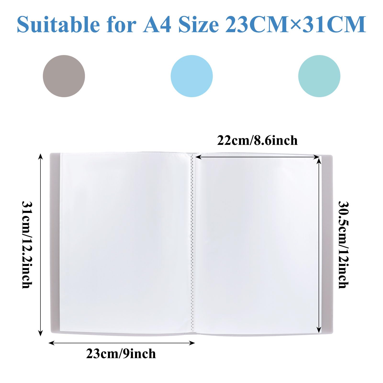 ASelected 6-Pack A4 Display Folders with 30 Pockets Each | Plastic Sleeves | Multi-Color