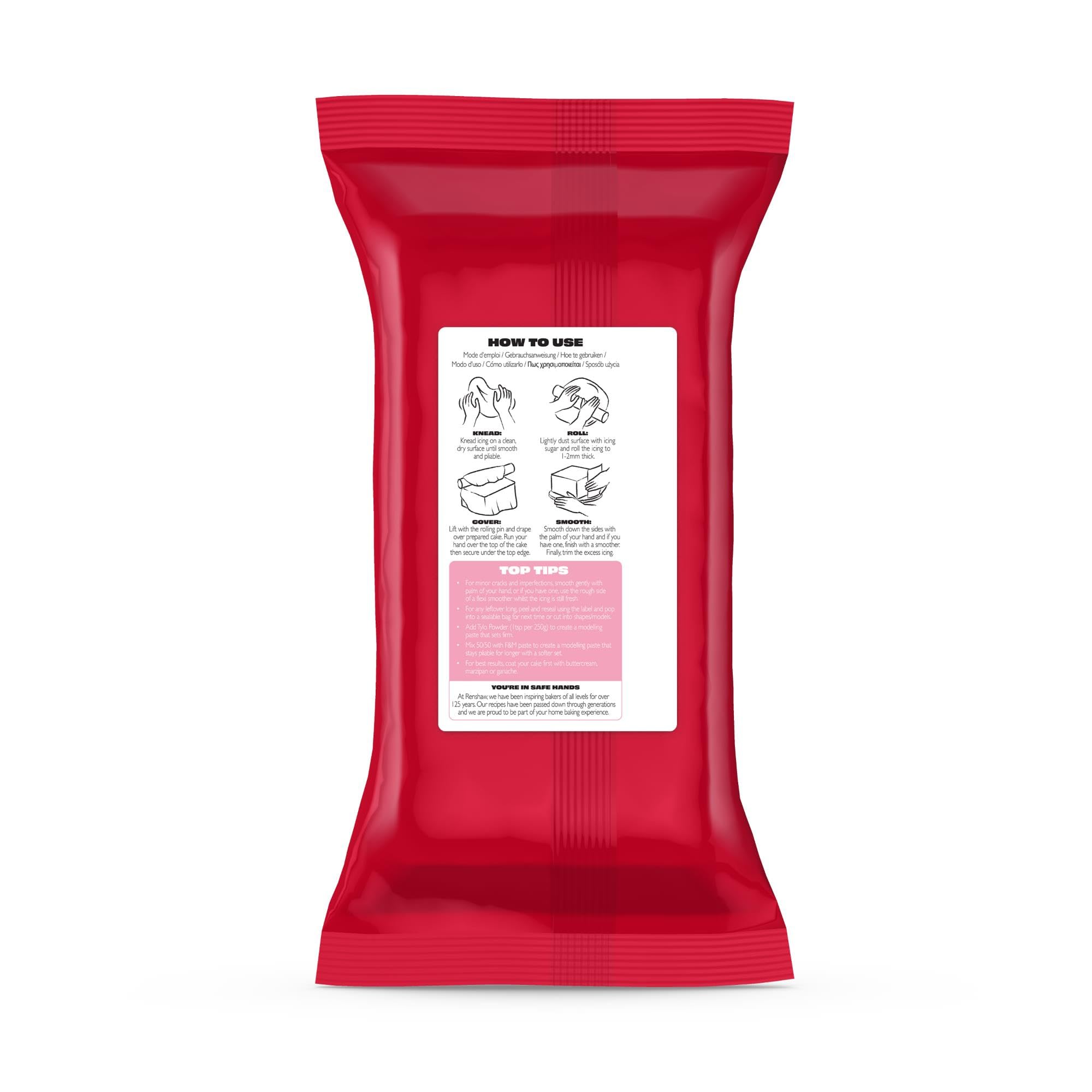 Renshaw Pink Extra Stretch Fondant Icing - 1 kg Ready to Roll for Tall & Shaped Cakes