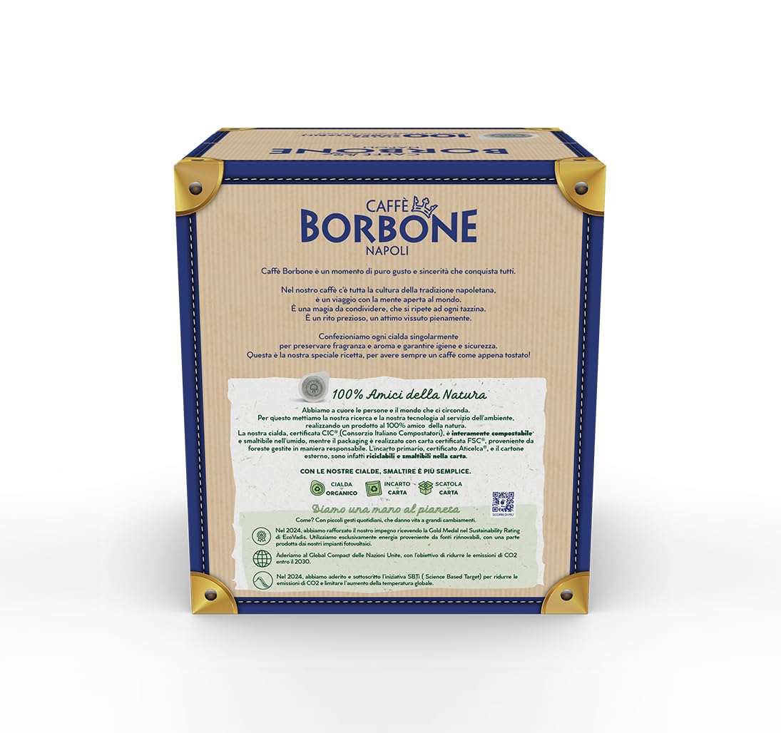 CAFFÈ BORBONE Red Blend Compostable Coffee Pods - 100 Pack - ESE 44mm Compatible 8
