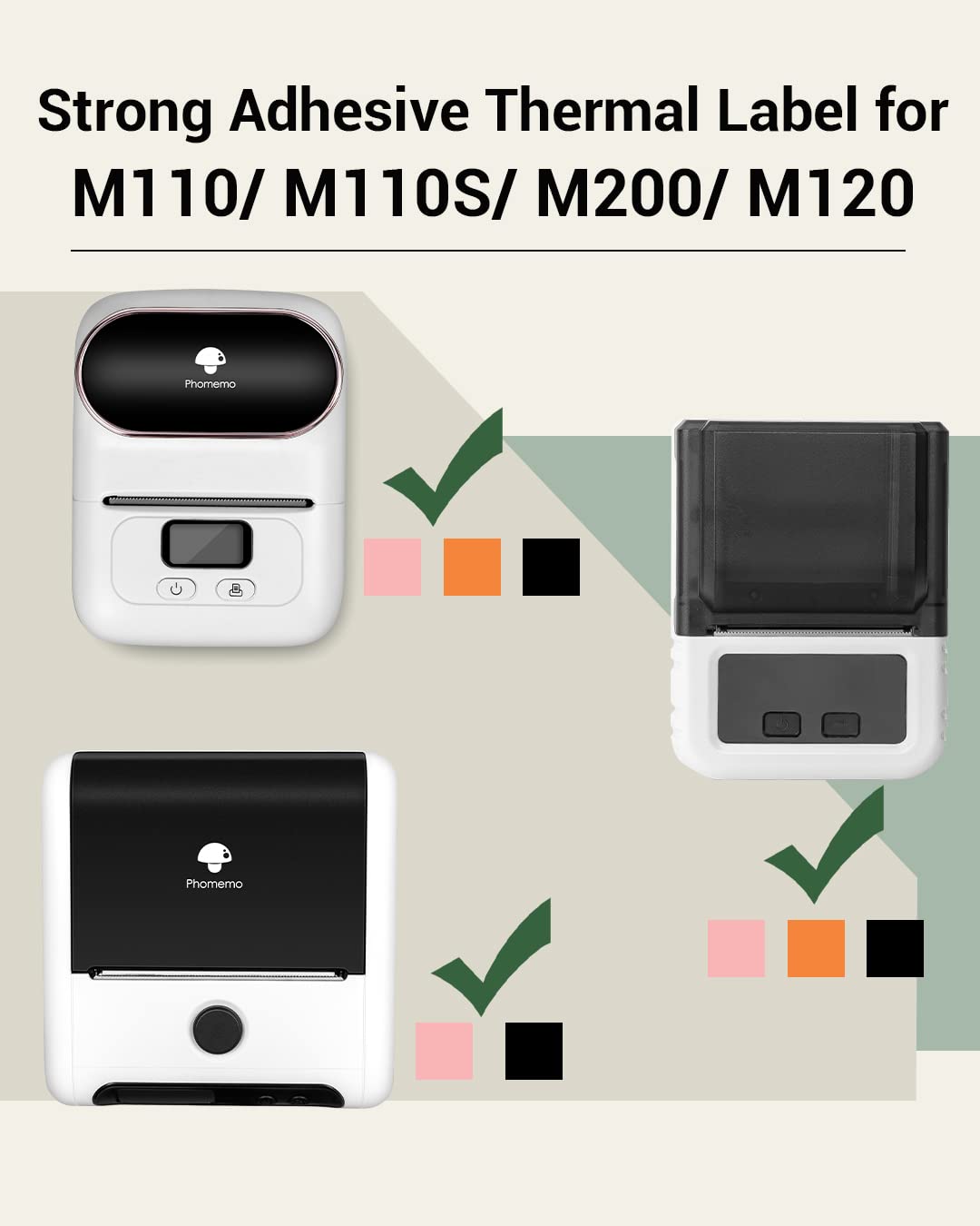Phomemo Thermal Printer Labels - 3 Rolls, 40x30mm White Rectangular, Ink-Free Printing 3