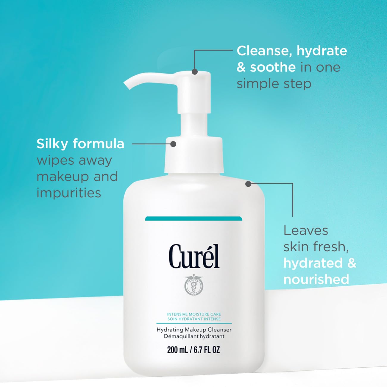 Curel Hydrating Makeup Cleanser - Gentle Milk Formula, Enriched with Ceramides, 200 ml 2