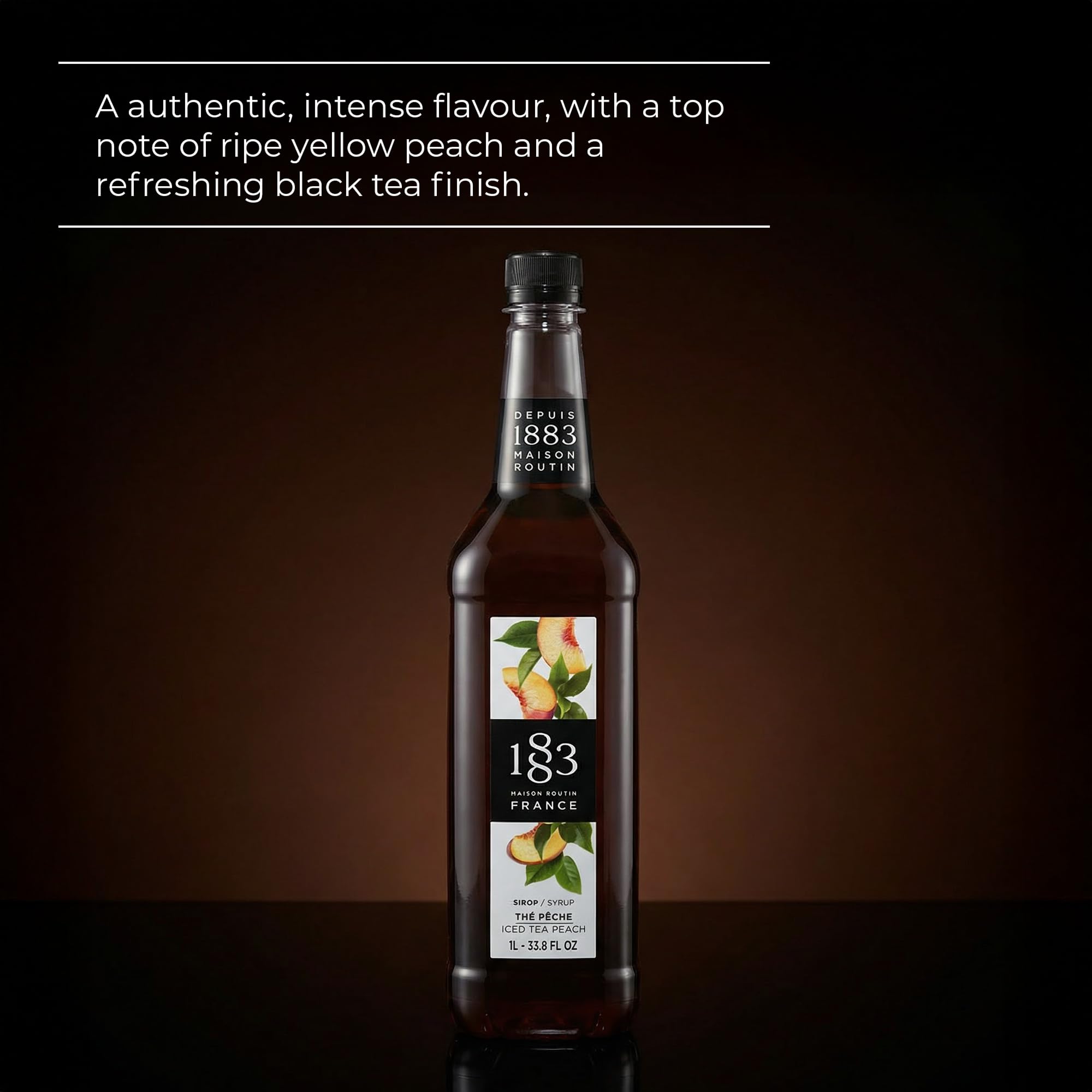 1883 MAISON ROUTIN Premium Peach Iced Tea Syrup - 1L Liquid Concentrate for Cocktails