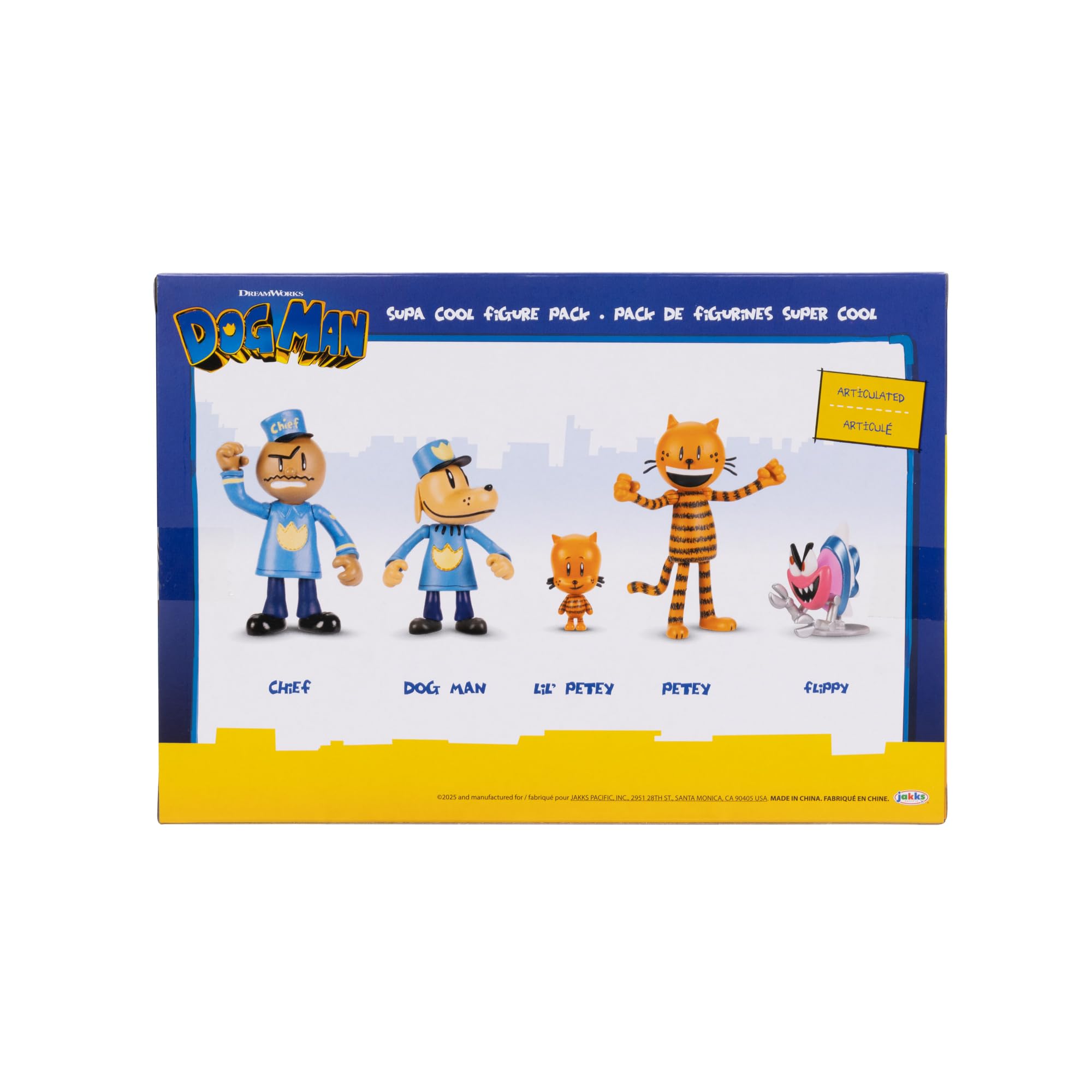 Jakks Pacific Dog Man Movie - Lil Petey, Petey, Chief, Flippy 6.3cm Action Figures Multipack 5
