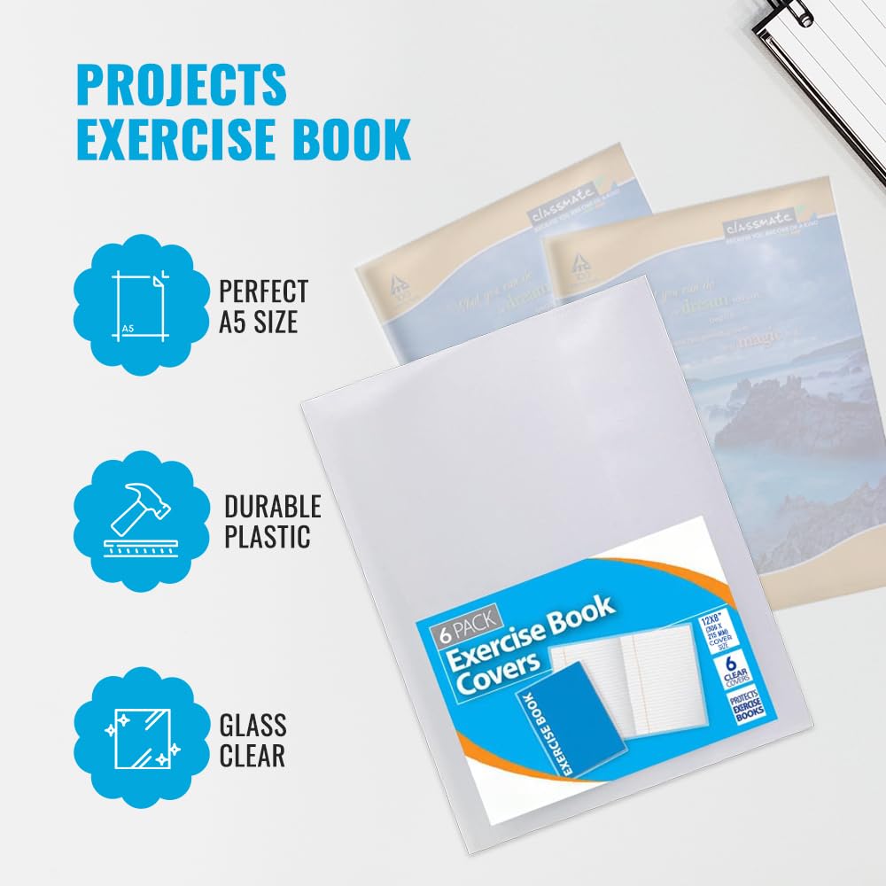 1ABOVE A4 Clear Exercise Book Covers - 6 Pack Durable Plastic Sleeves for School & Office | 150 Micron 3