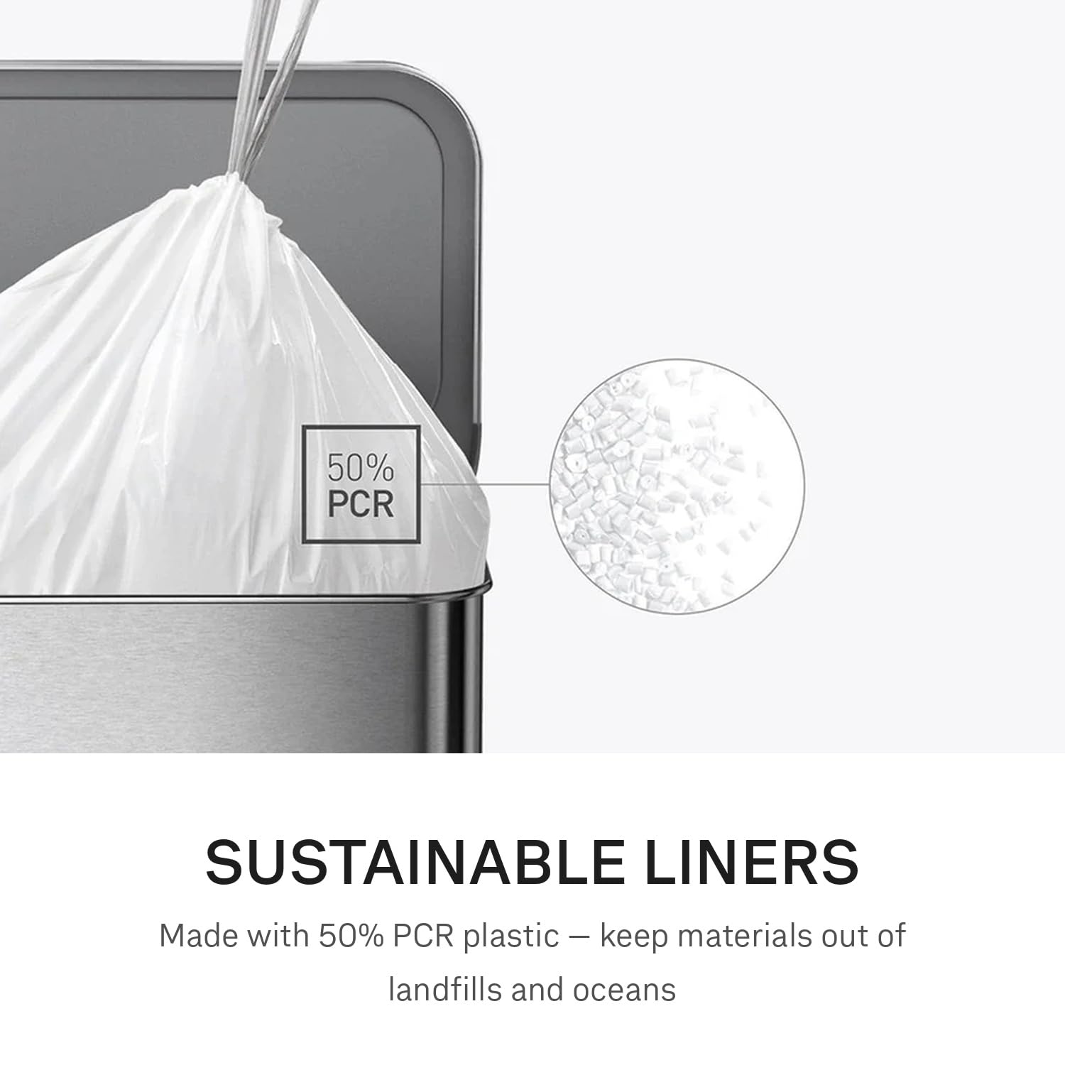 simplehuman Code C Bin Liners - Custom Fit, 50% Recycled Plastic, Drawstring Handles | 100 Count 4