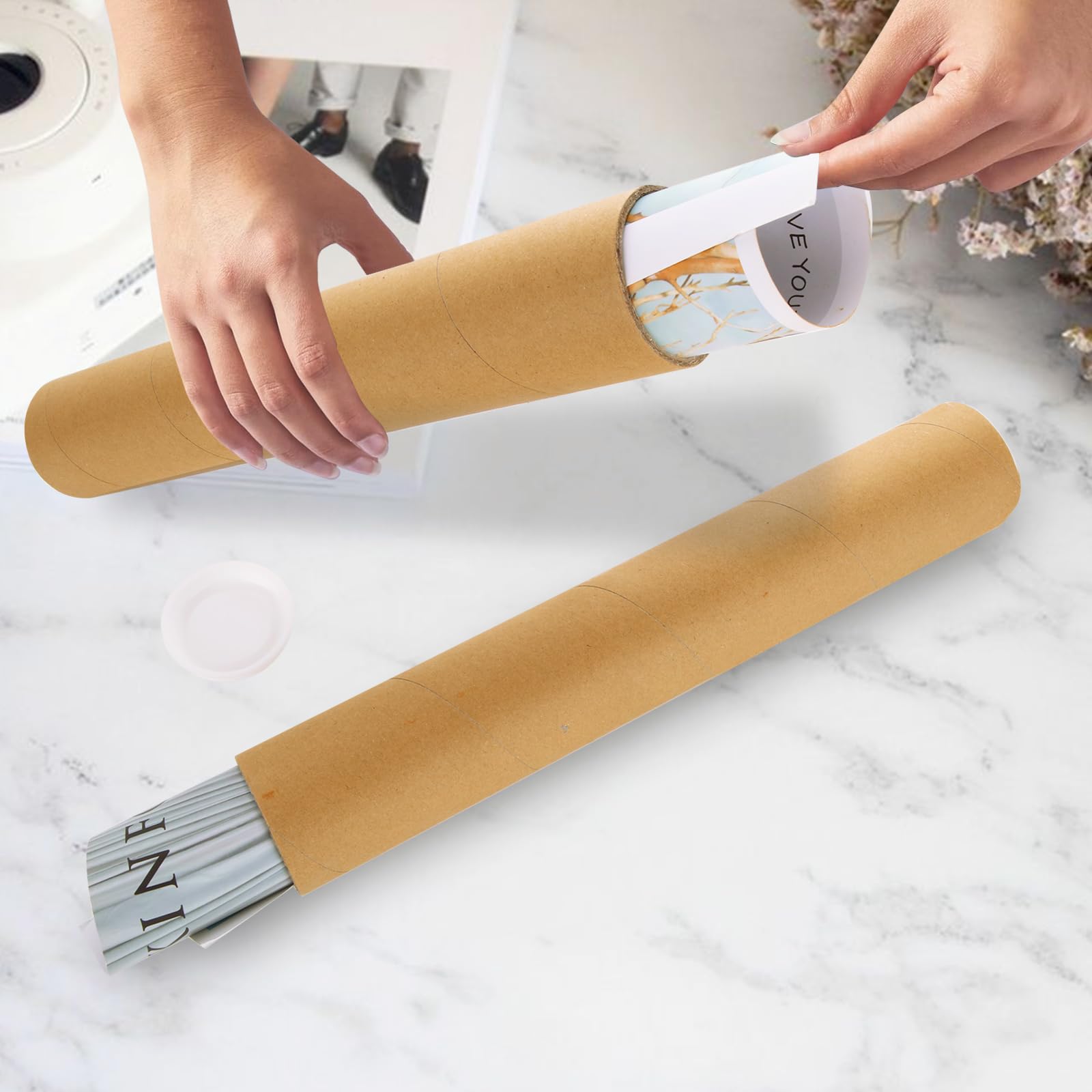ASelected Heavy Duty Cardboard Tube Mailers - 5 Pcs Brown Postal Tubes | 310mm x 55mm 5