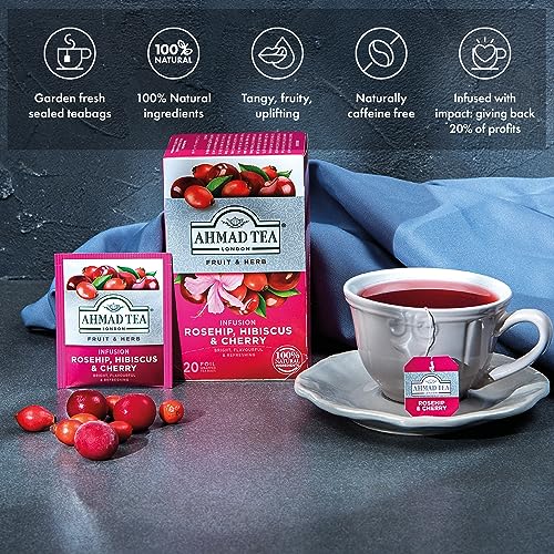 Ahmad Tea Hagebutte, Hibiskus &amp; Kirsche, Frucht- &amp; Kräutertee - 20 Teebeutel 5