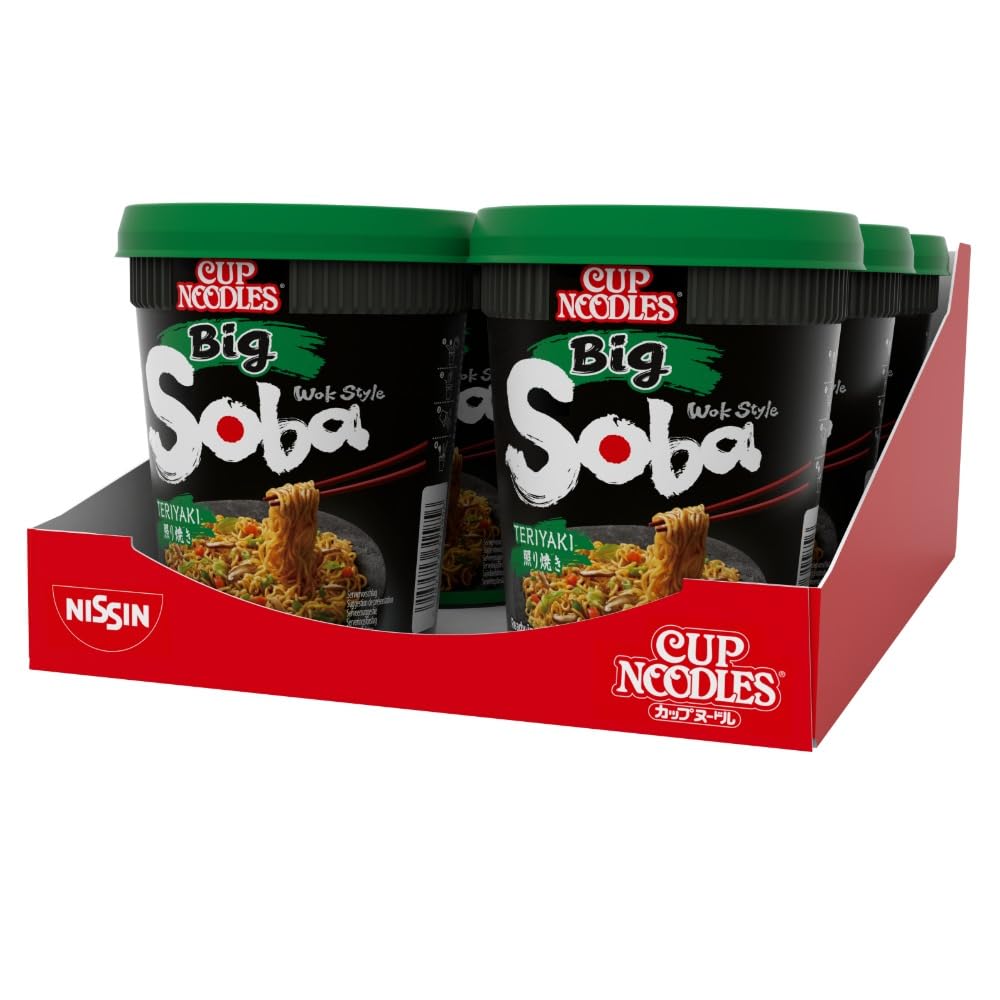 NISSIN Soba Big Teriyaki Instant Wok Style Noodles - Pack of 6 x 113g 1