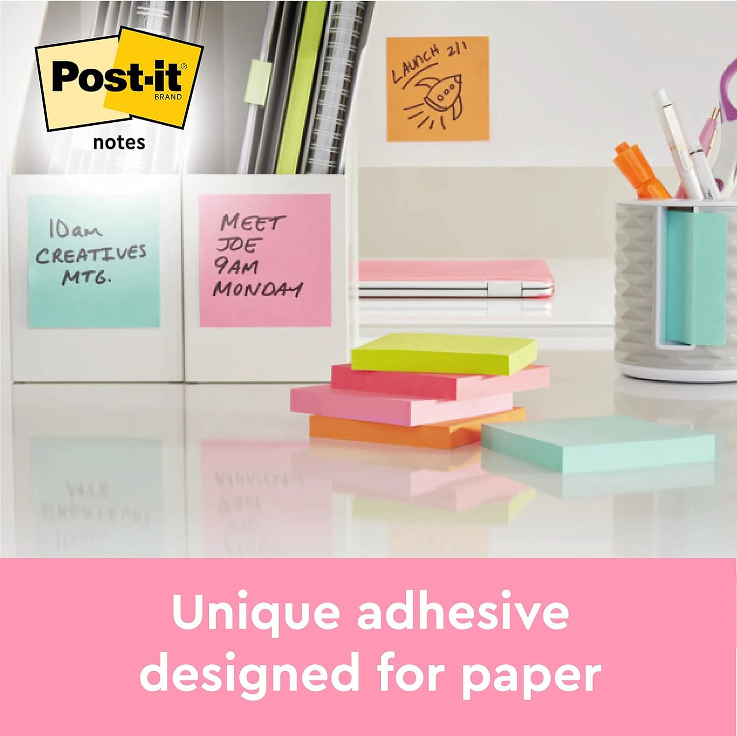 Post-it Notes - Assorted Colours, 24 Pads, 100 Sheets/Pad | 76 mm x 76 mm Square 3
