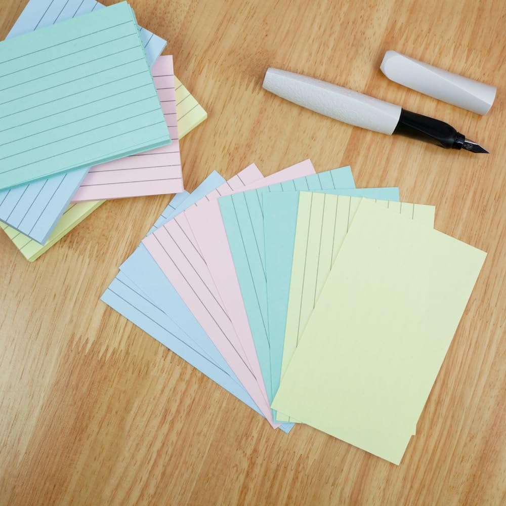 SUMMIT Index Cards - 400 Pack Lined Revision Cards | Pastel Assorted | 75 x 125 cm 3