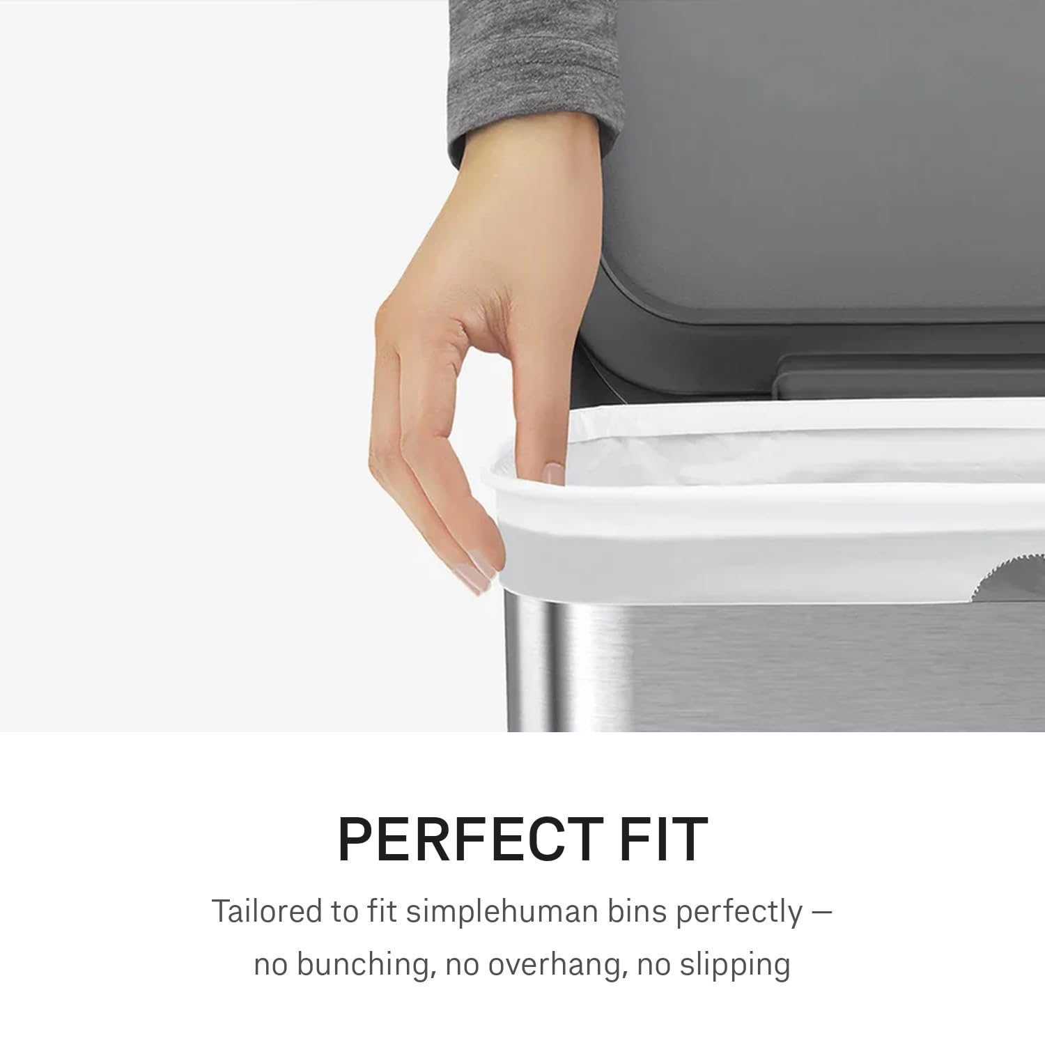 simplehuman Code C Bin Liners - Custom Fit, 50% Recycled Plastic, Drawstring Handles | 100 Count