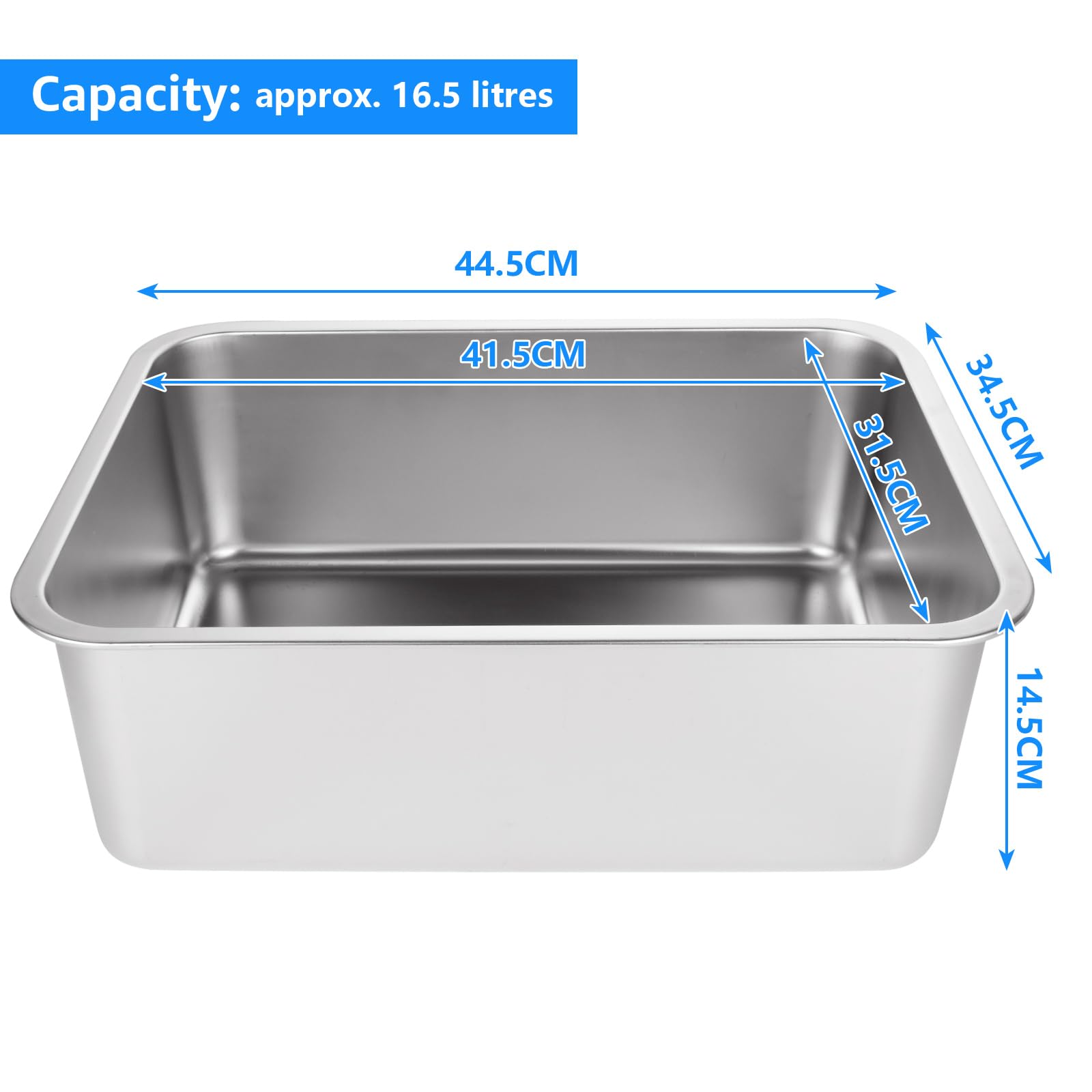 ASelected 304 Stainless Steel Washing Up Bowl - 16.5L Capacity | 44.5cm Outer Size | Built to Last 2