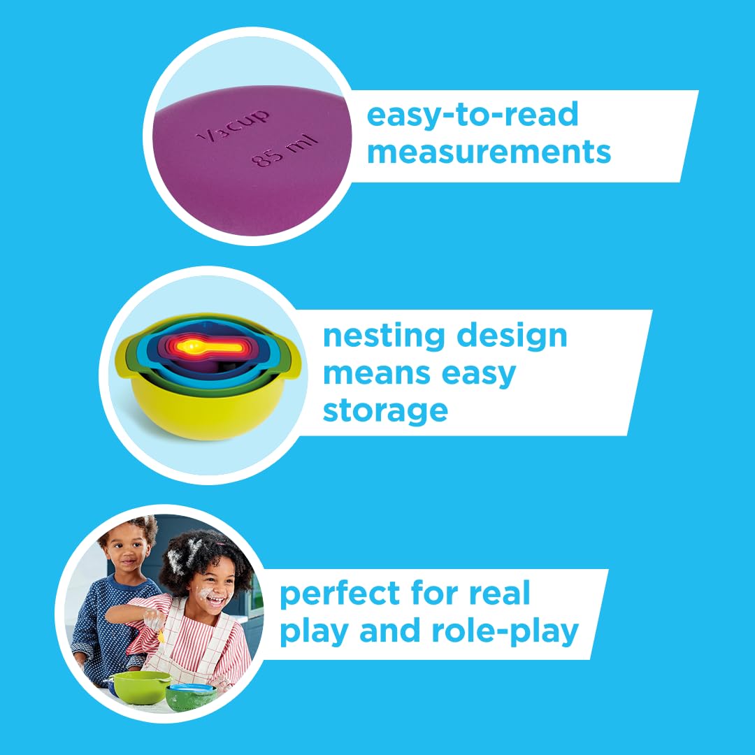 Casdon Joseph Joseph Nest 9 Toy Food Prep Set | Colourful Plastic Kitchen Roleplay | Ages 3+ 5