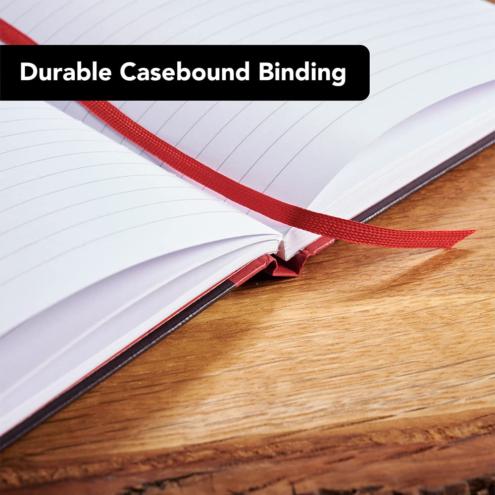 Black n' Red A5 Hardback Casebound Notebook - Ruled with Single Cash | 192 Pages | Black/Red 5