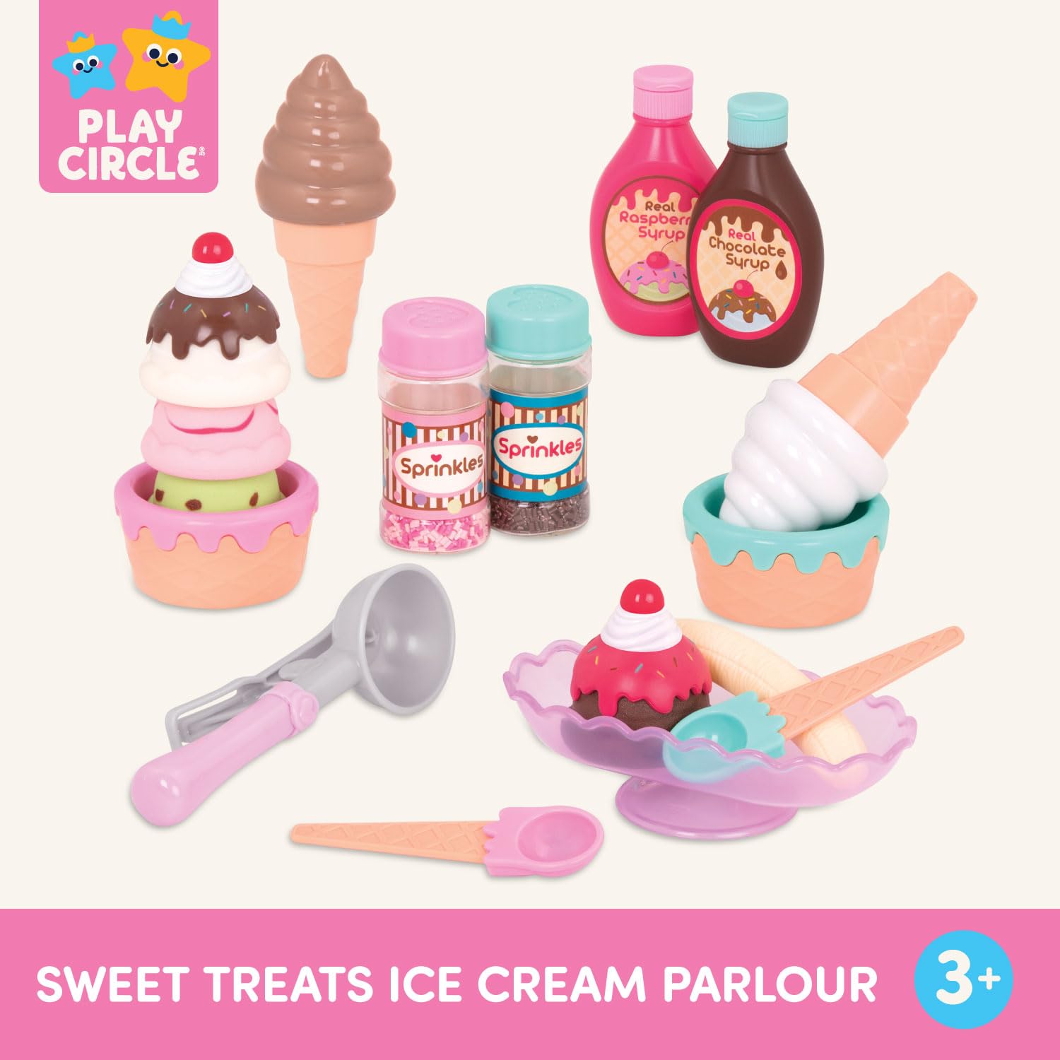 Play Circle Ice Cream Parlour Playset - 21 Pieces | Ages 3+ | Plastic 4