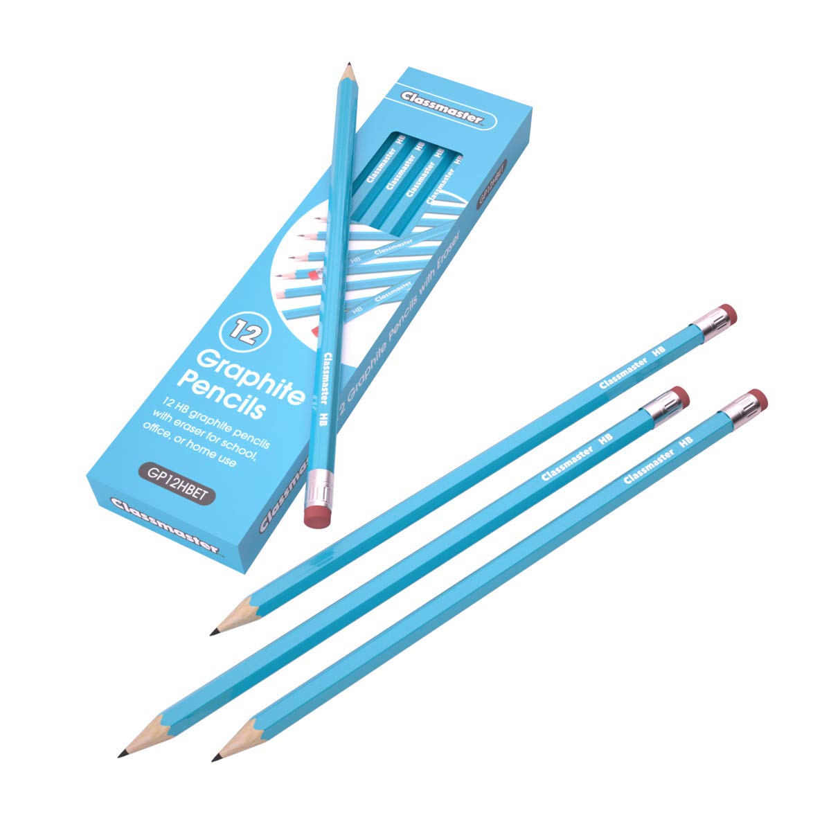 SHOW-ME Classmaster HB Graphite Pencils with Eraser Tips - Pack of 12 | Hexagonal Barrel 3