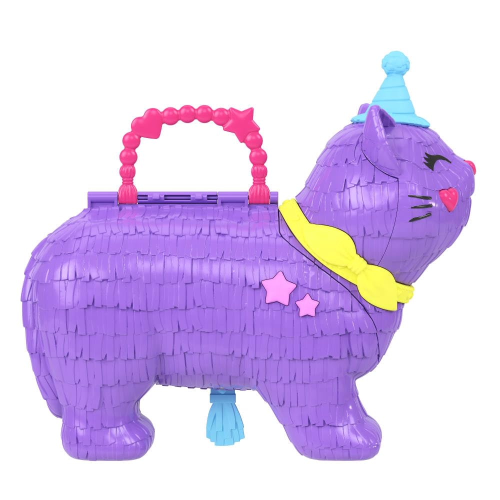Polly Pocket Celebration Kitty Playset with 2 Micro Dolls & 23 Accessories - Ages 4+ 7