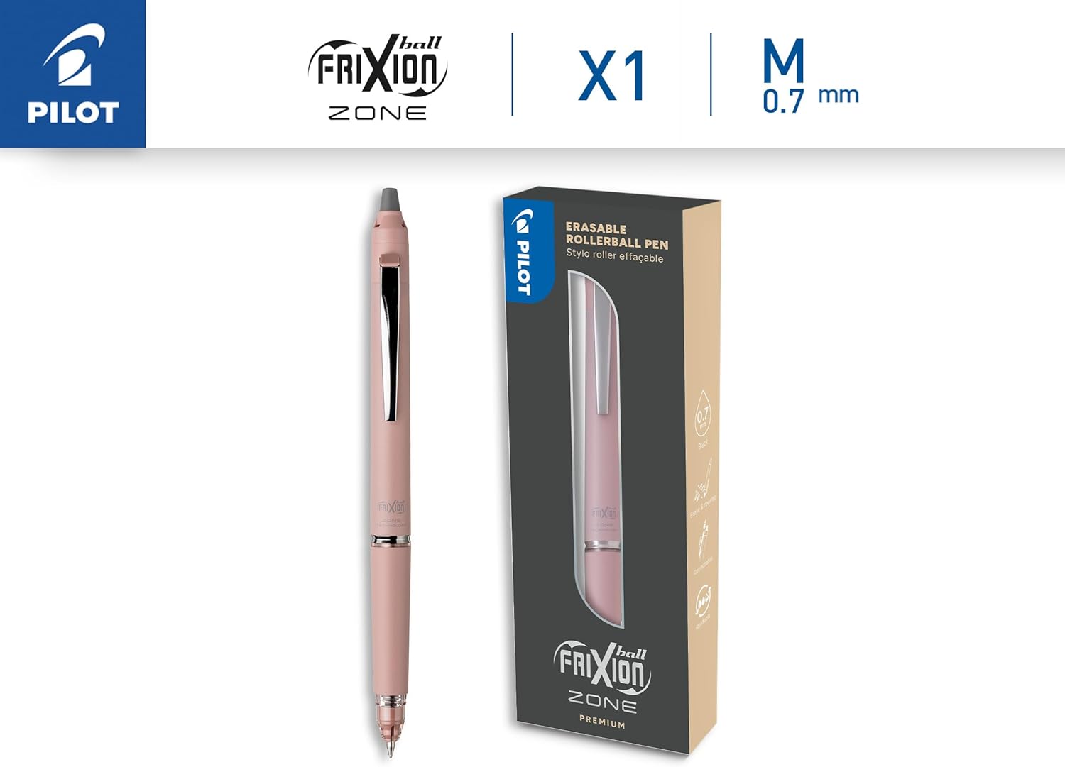 PILOT - Frixion Ball Zone Pink in Gift box - Premium erasable retractable pen wi 6